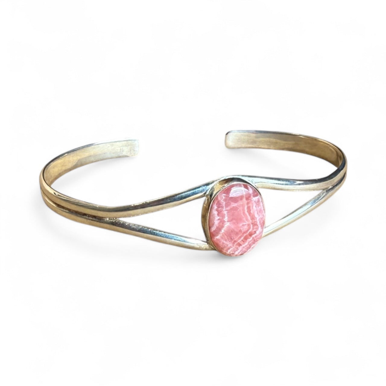 Rhodocrosite sterling silver bangle
