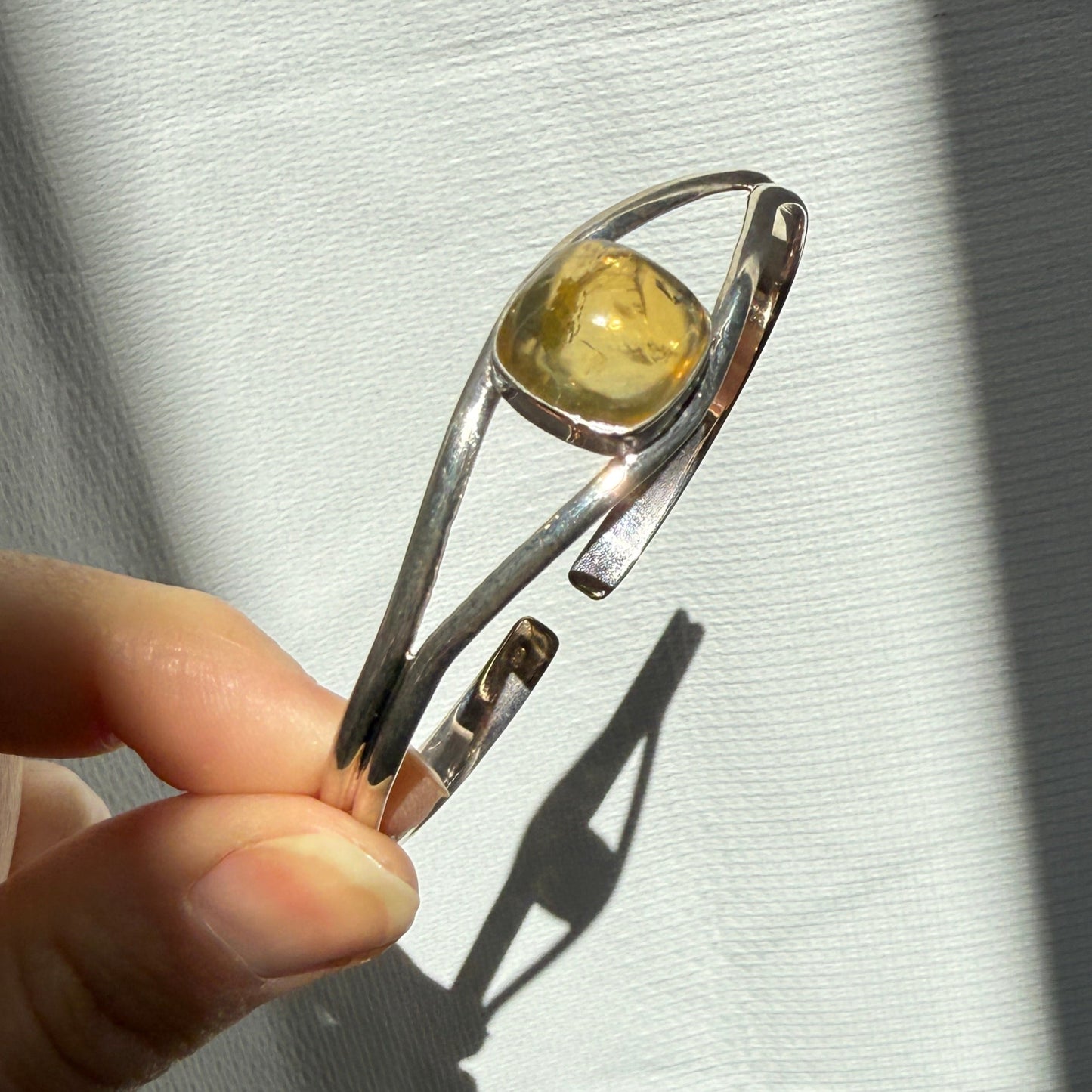 Amber sterling silver bangle