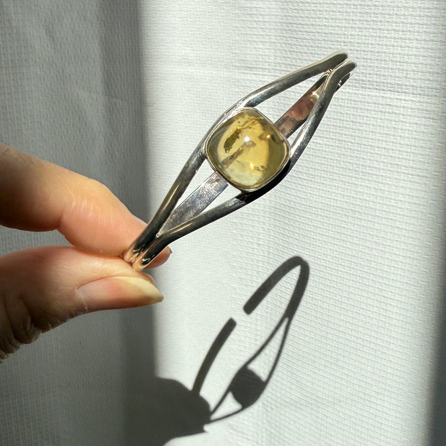 Amber sterling silver bangle