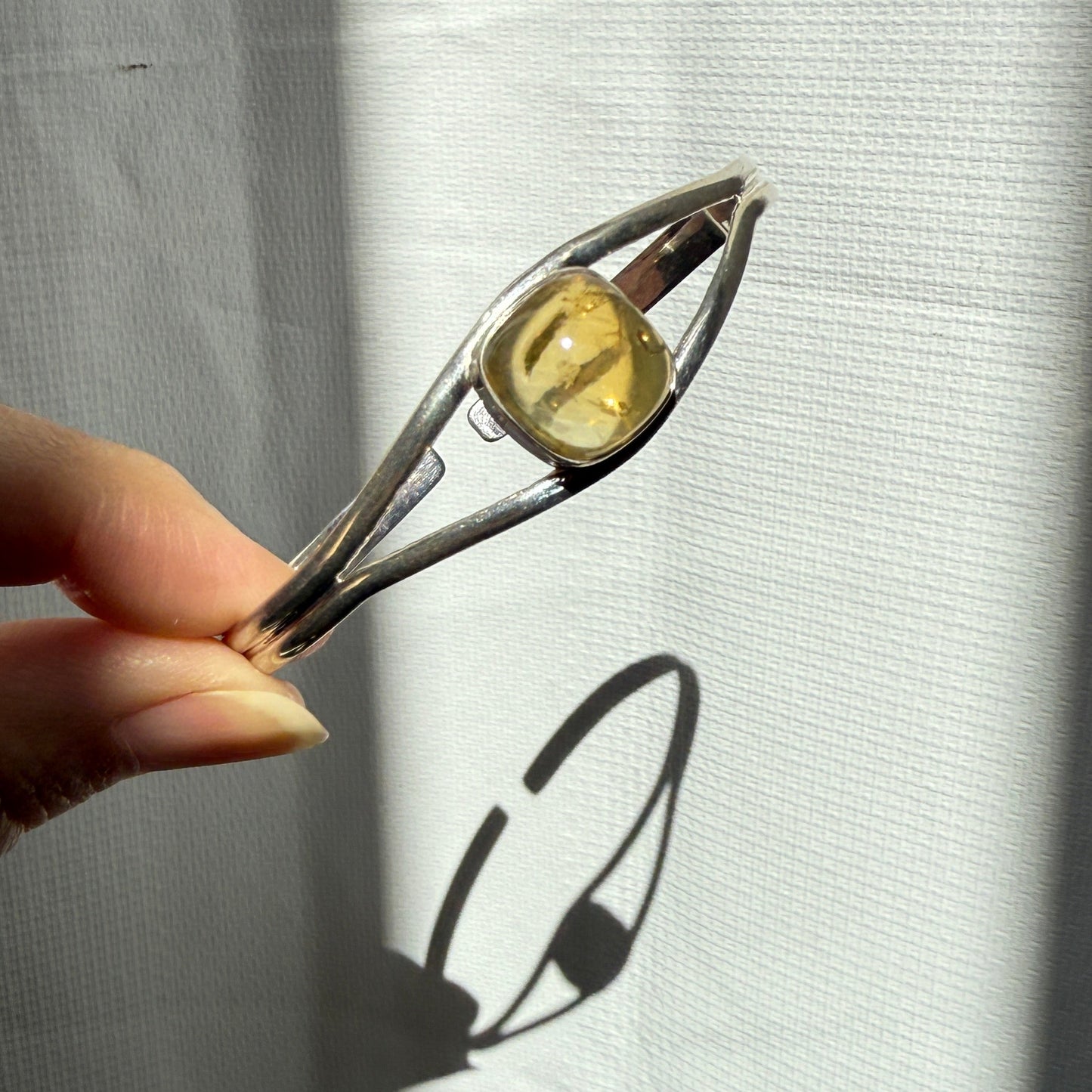 Amber sterling silver bangle