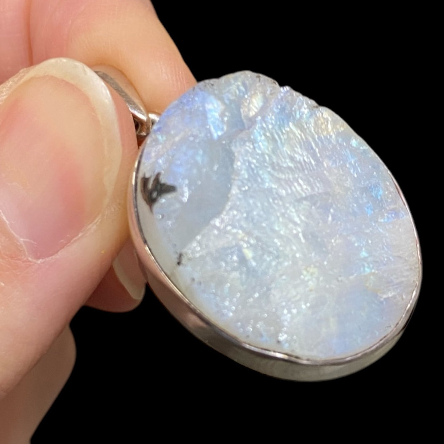 Moonstone blue fire rough pendent