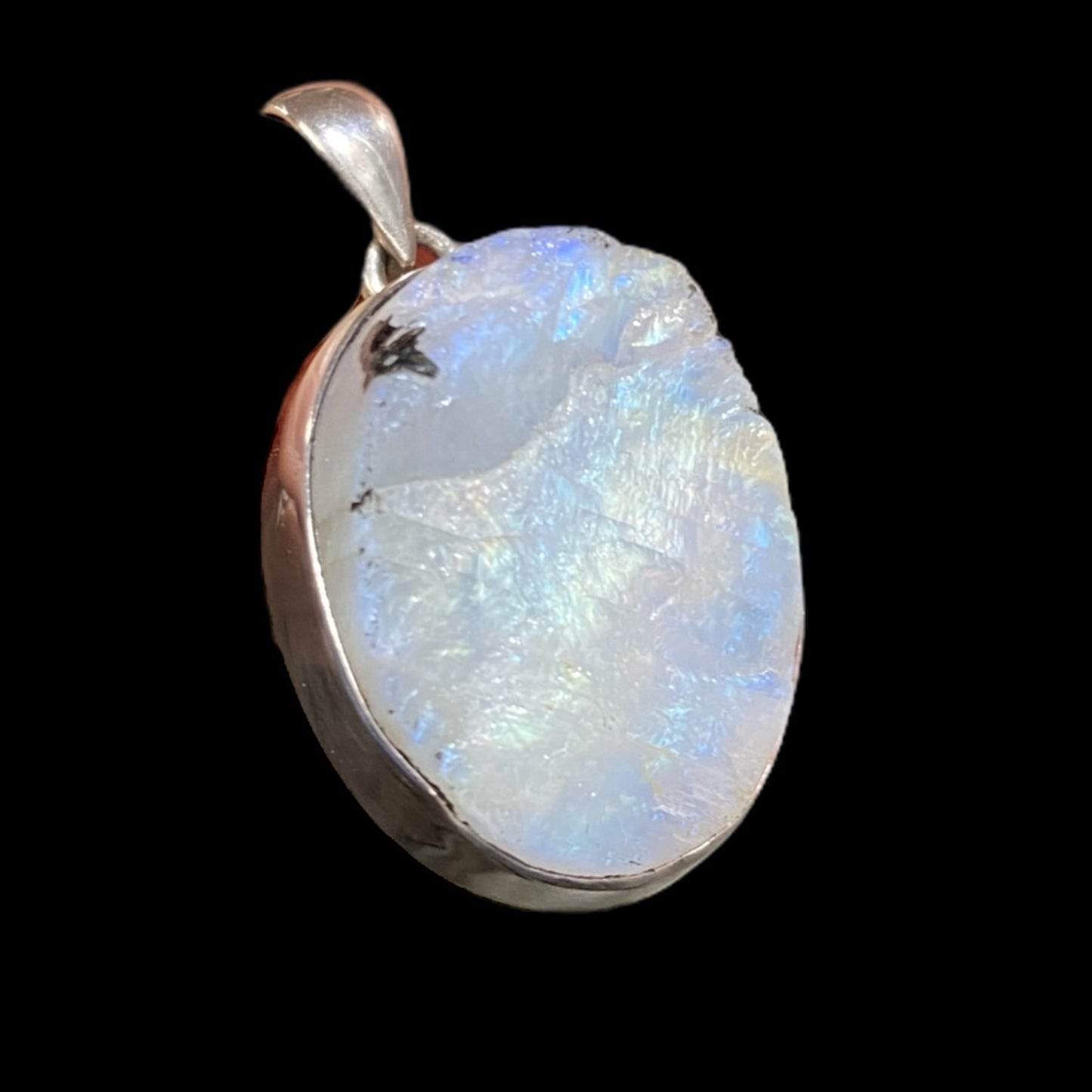 Moonstone blue fire rough pendent