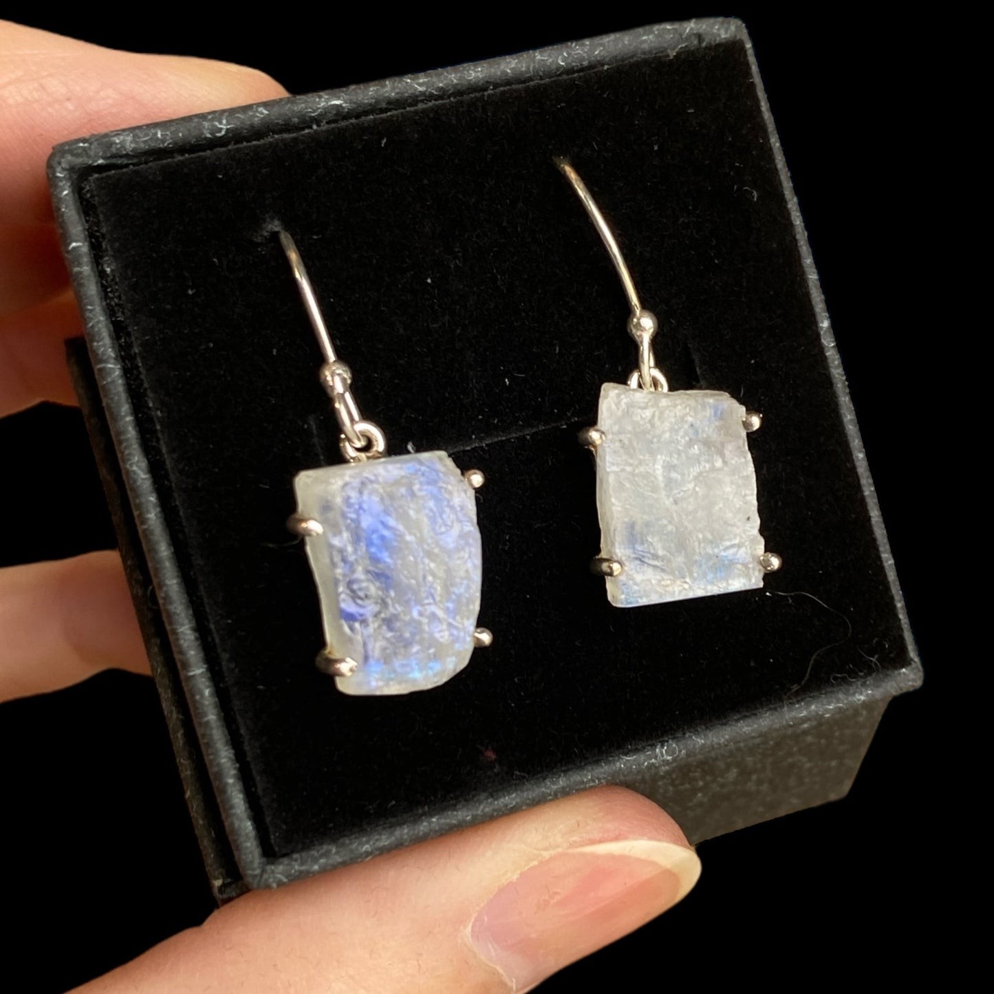 Moonstone drops sterling silver