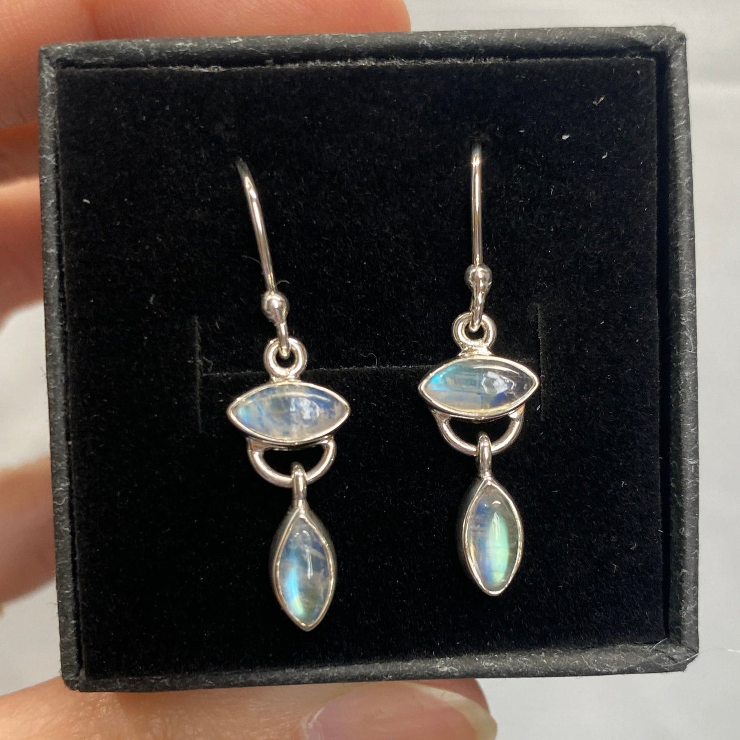 Moonstone silver drop earrings