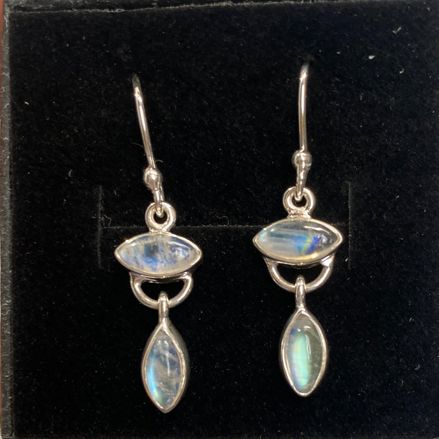 Moonstone silver drop earrings