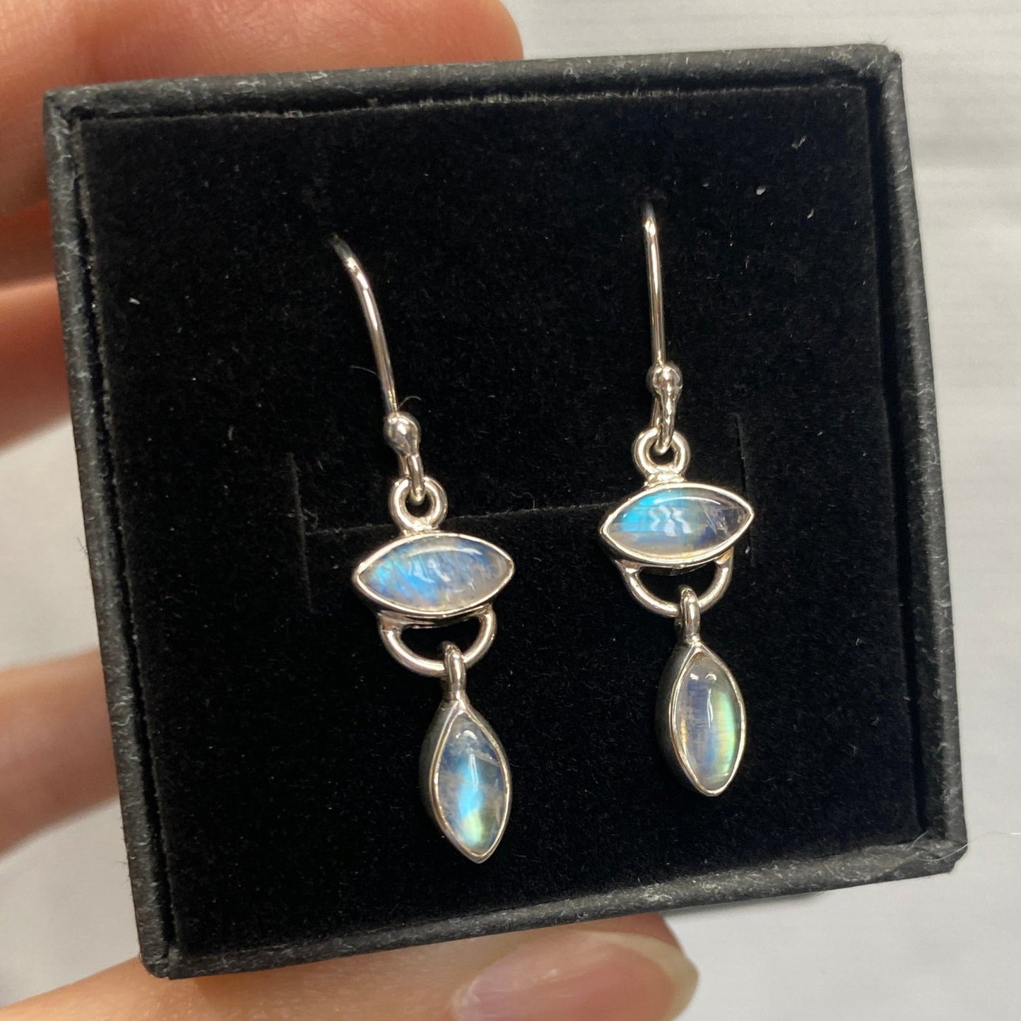 Moonstone silver drop earrings
