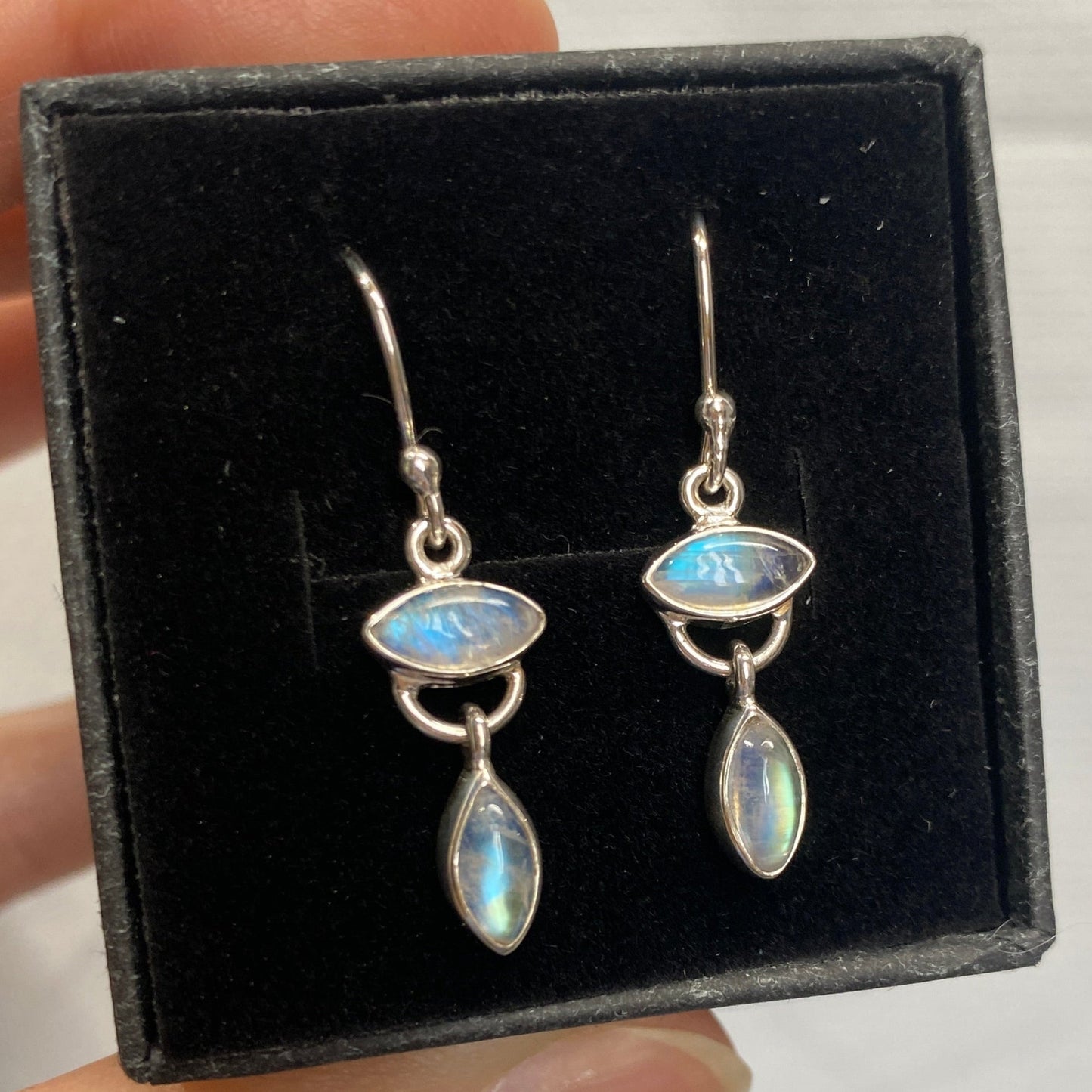 Moonstone silver drop earrings