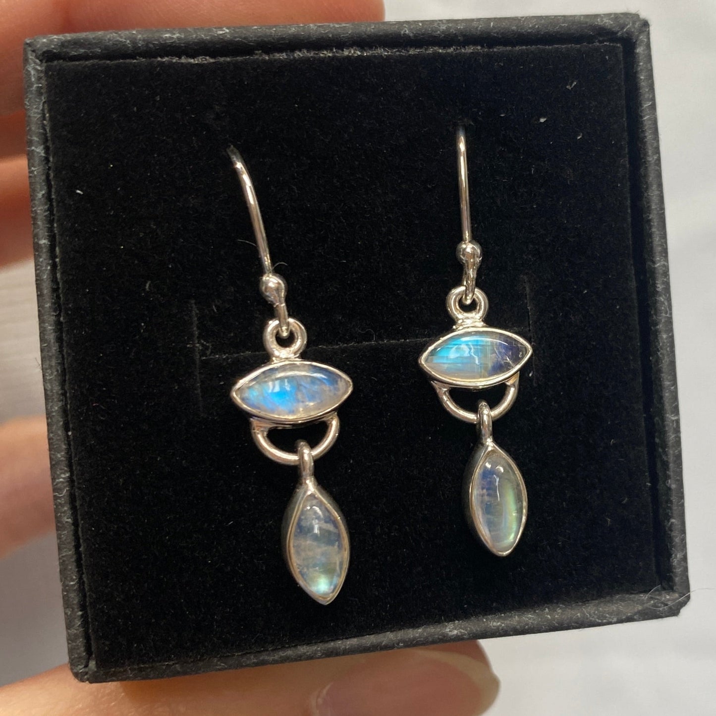 Moonstone silver drop earrings