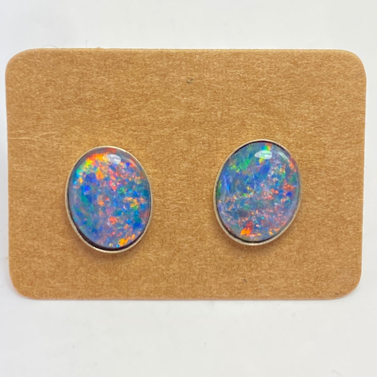Australian opal 8x10mm sterling silver studs