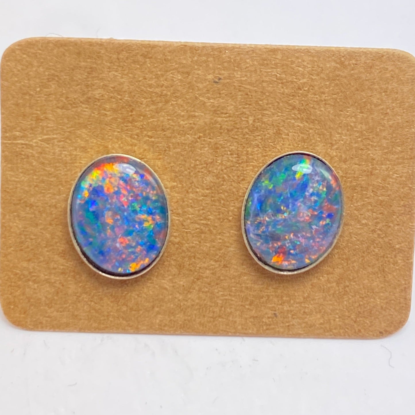 Australian opal 8x10mm sterling silver studs