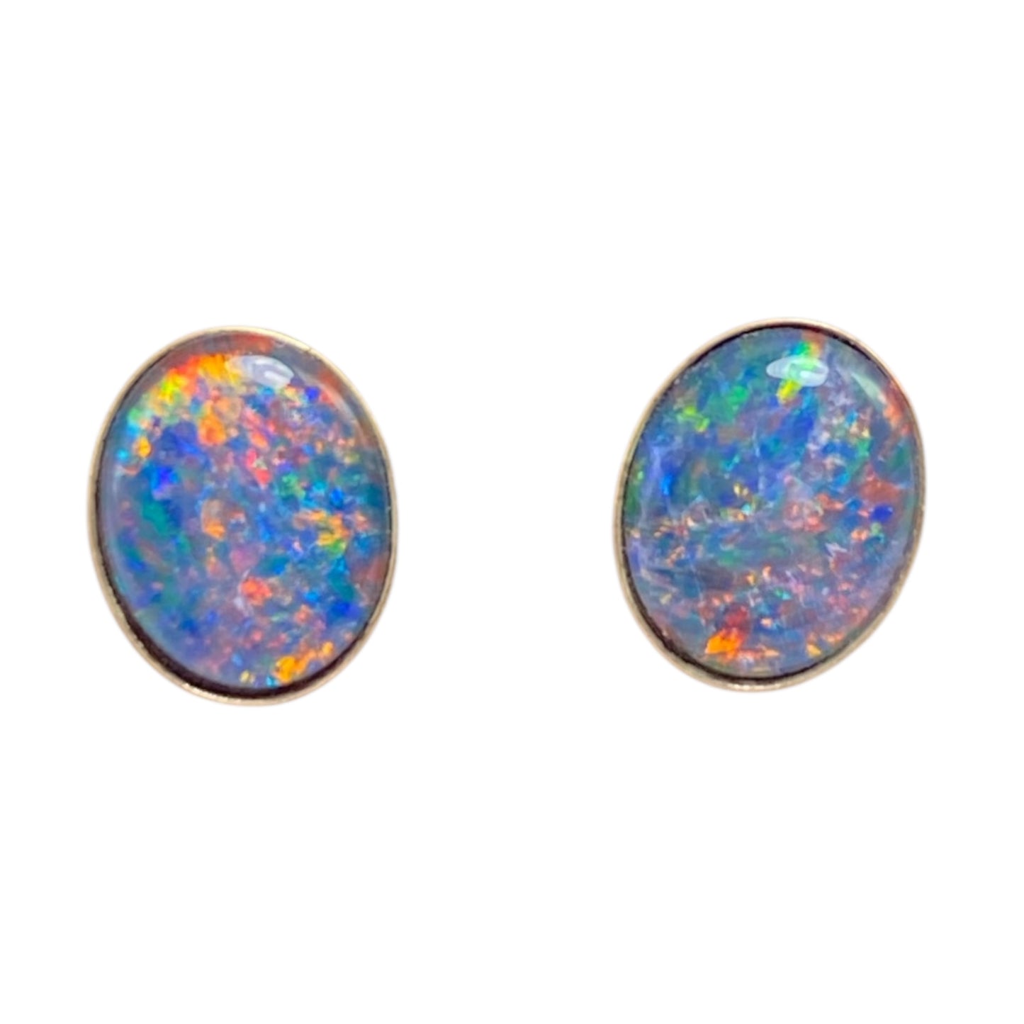Australian opal 8x10mm sterling silver studs
