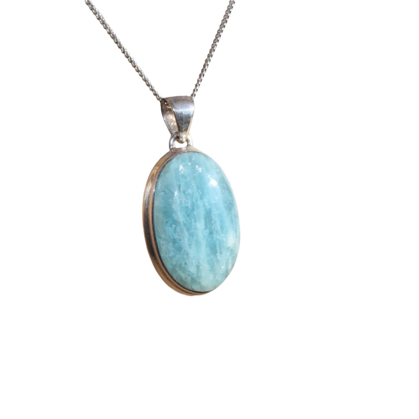 Aqua marine pendant set in sterling silver large 30 x18mm