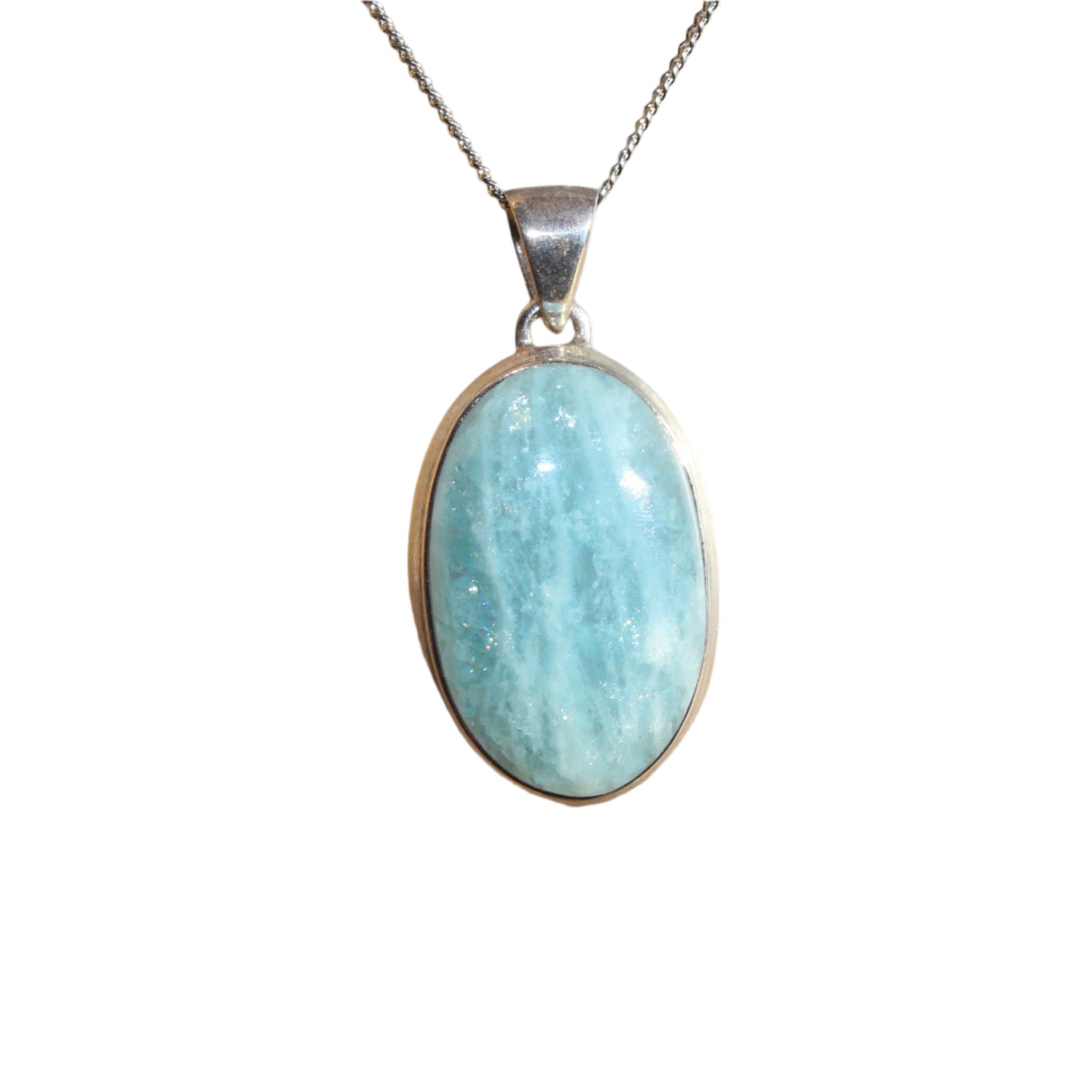 Aqua marine pendant set in sterling silver large 30 x18mm