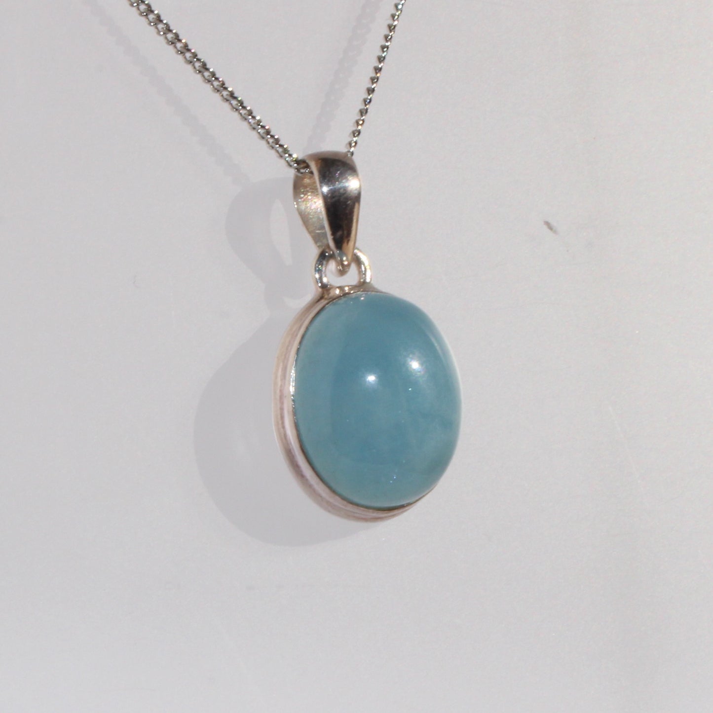 Aqua marine sterling silver pendant 18mm x 15mm