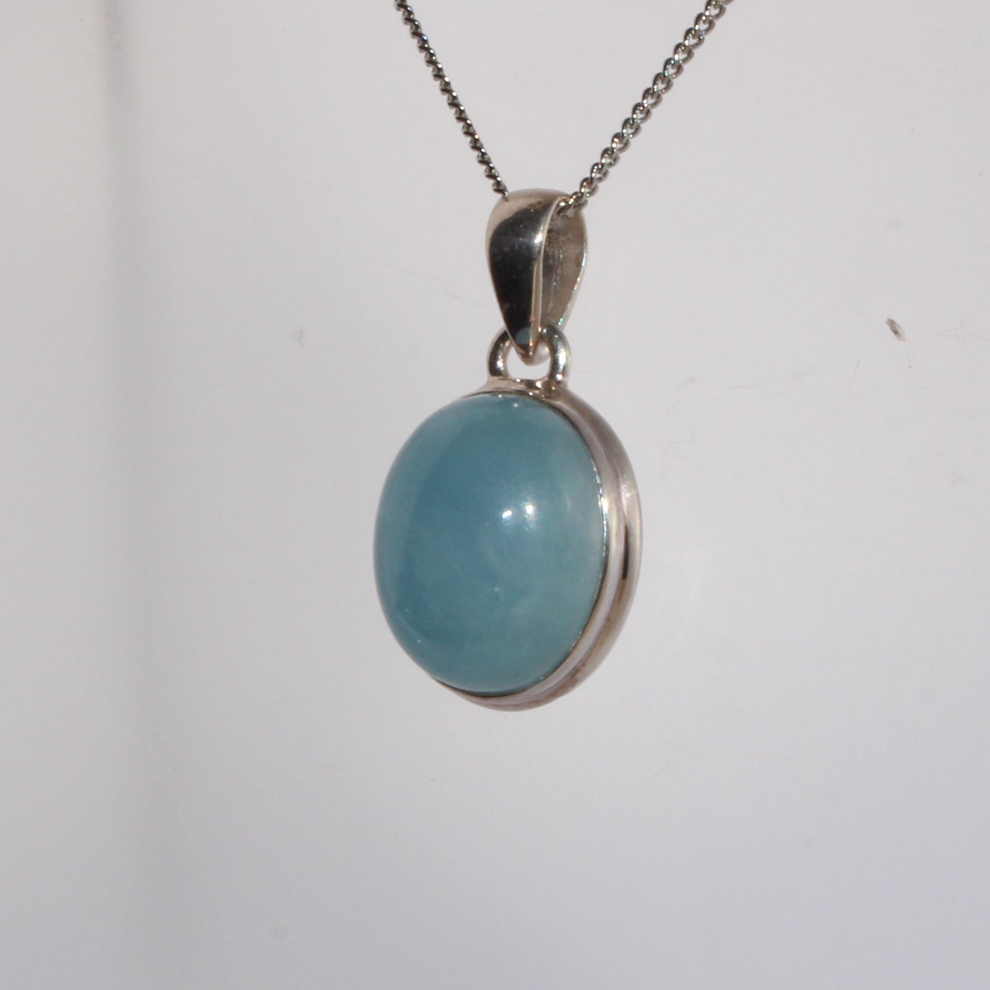 Aqua marine sterling silver pendant 18mm x 15mm
