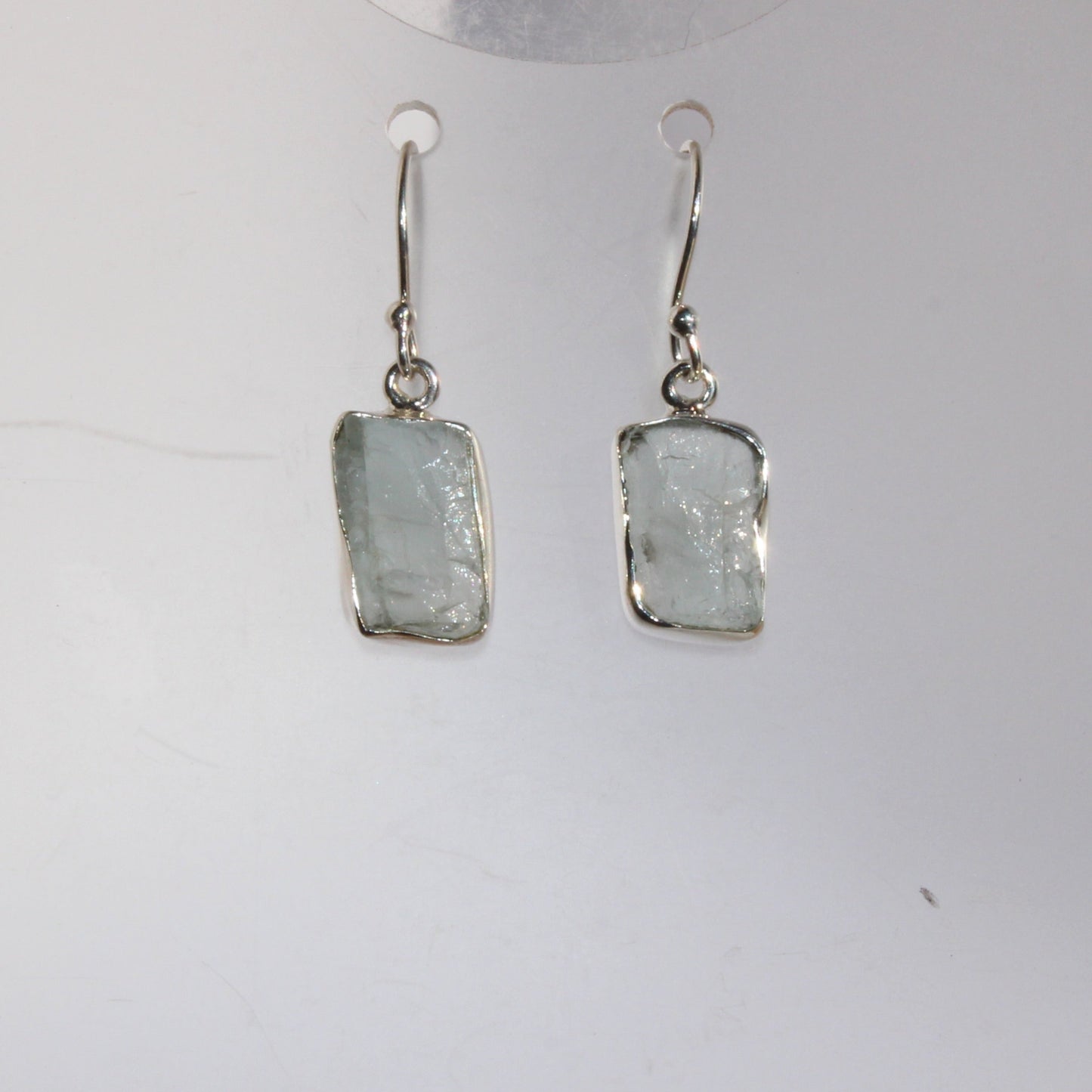 Aqua marine natural rough cut sterling silver earrings