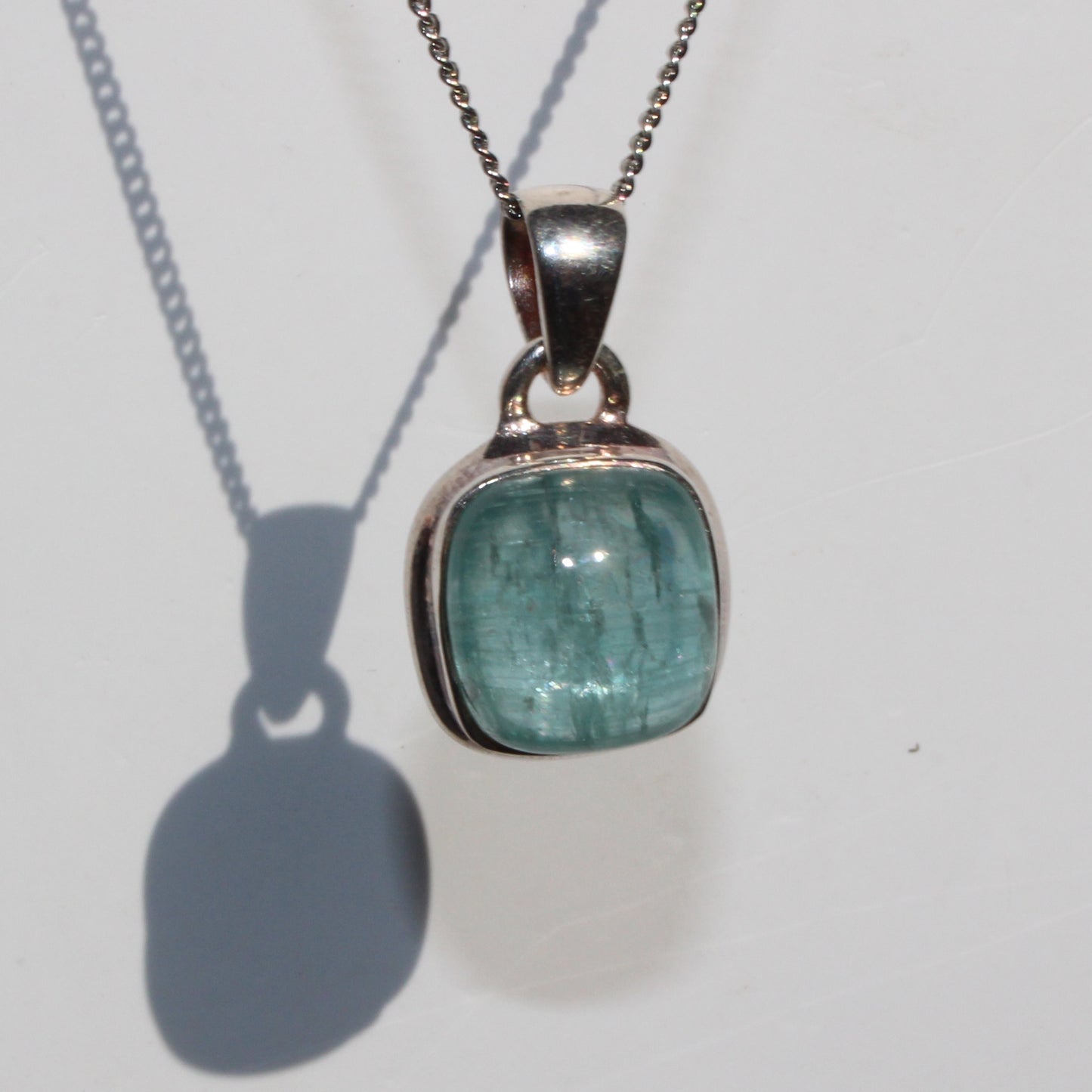 Kyanite Pendant 12mm square sterling silver