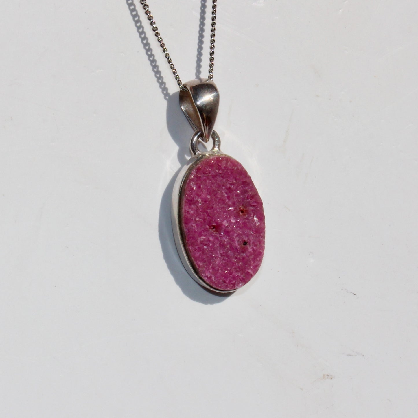 Cobalt calcite sterling silver oval pendant