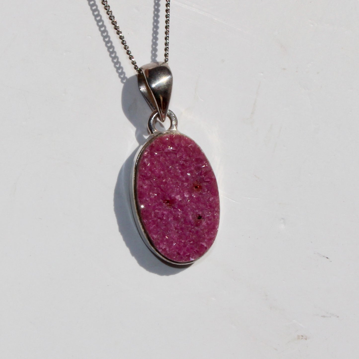 Cobalt calcite sterling silver oval pendant