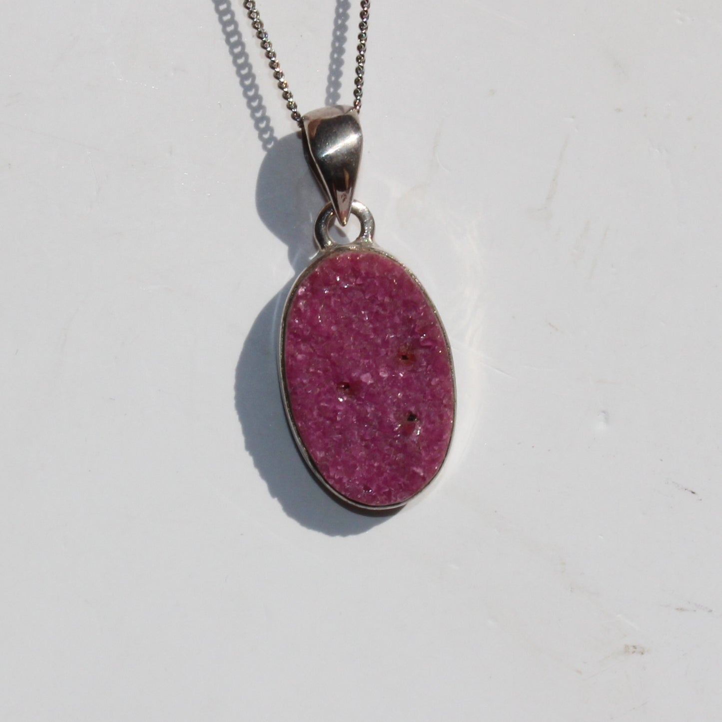 Cobalt calcite sterling silver oval pendant