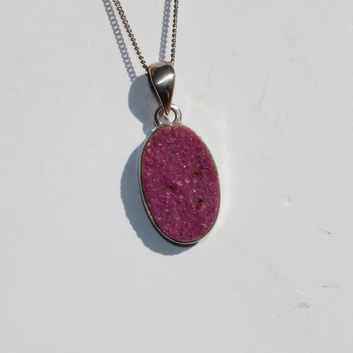 Cobalt calcite sterling silver oval pendant