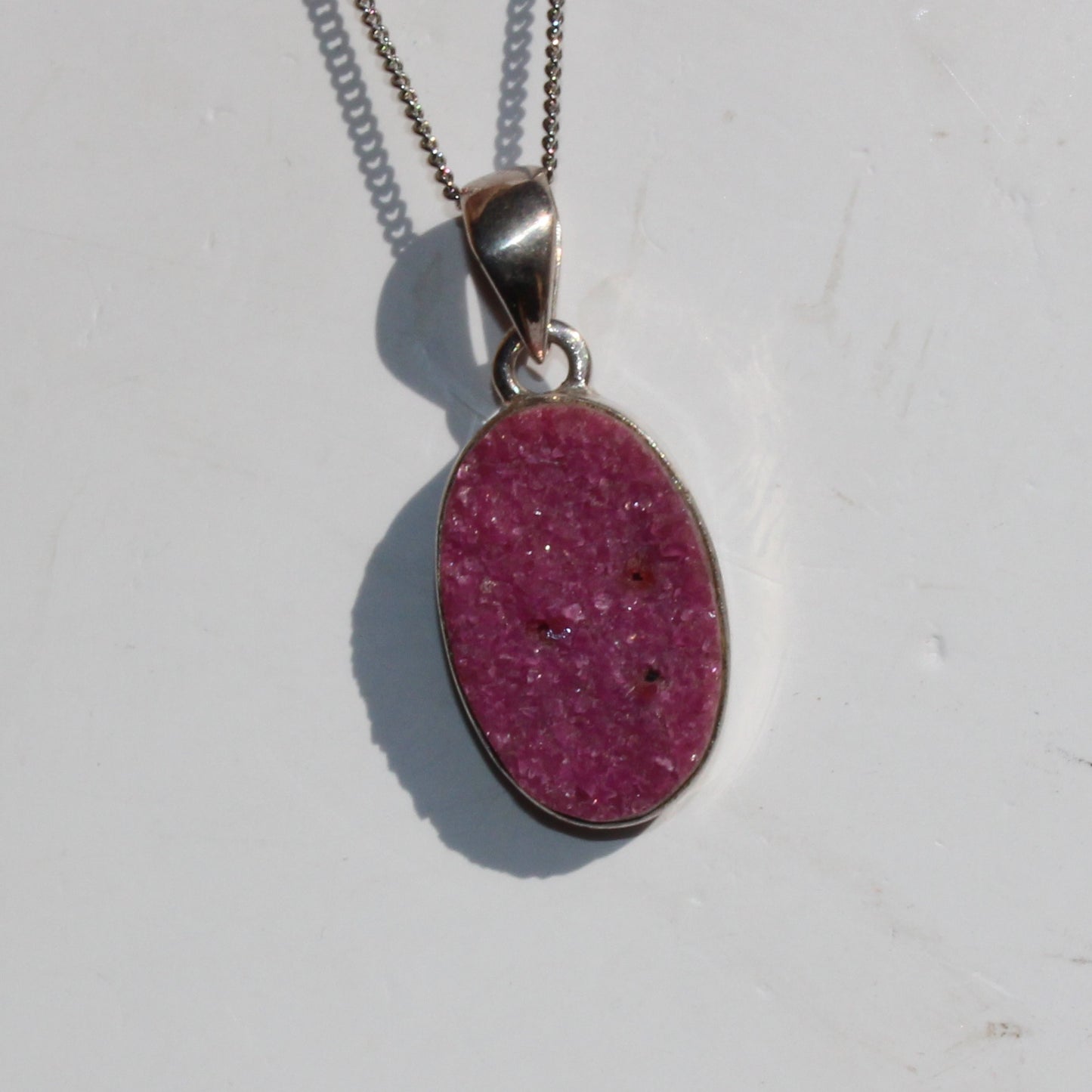 Cobalt calcite sterling silver oval pendant