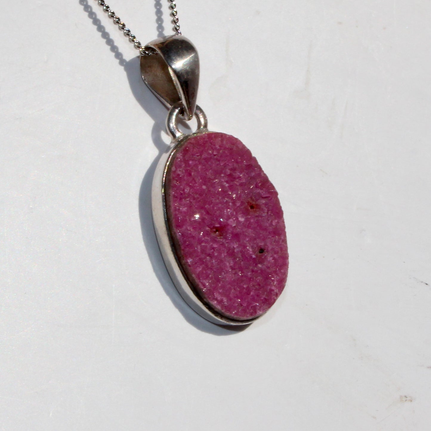 Cobalt calcite sterling silver oval pendant
