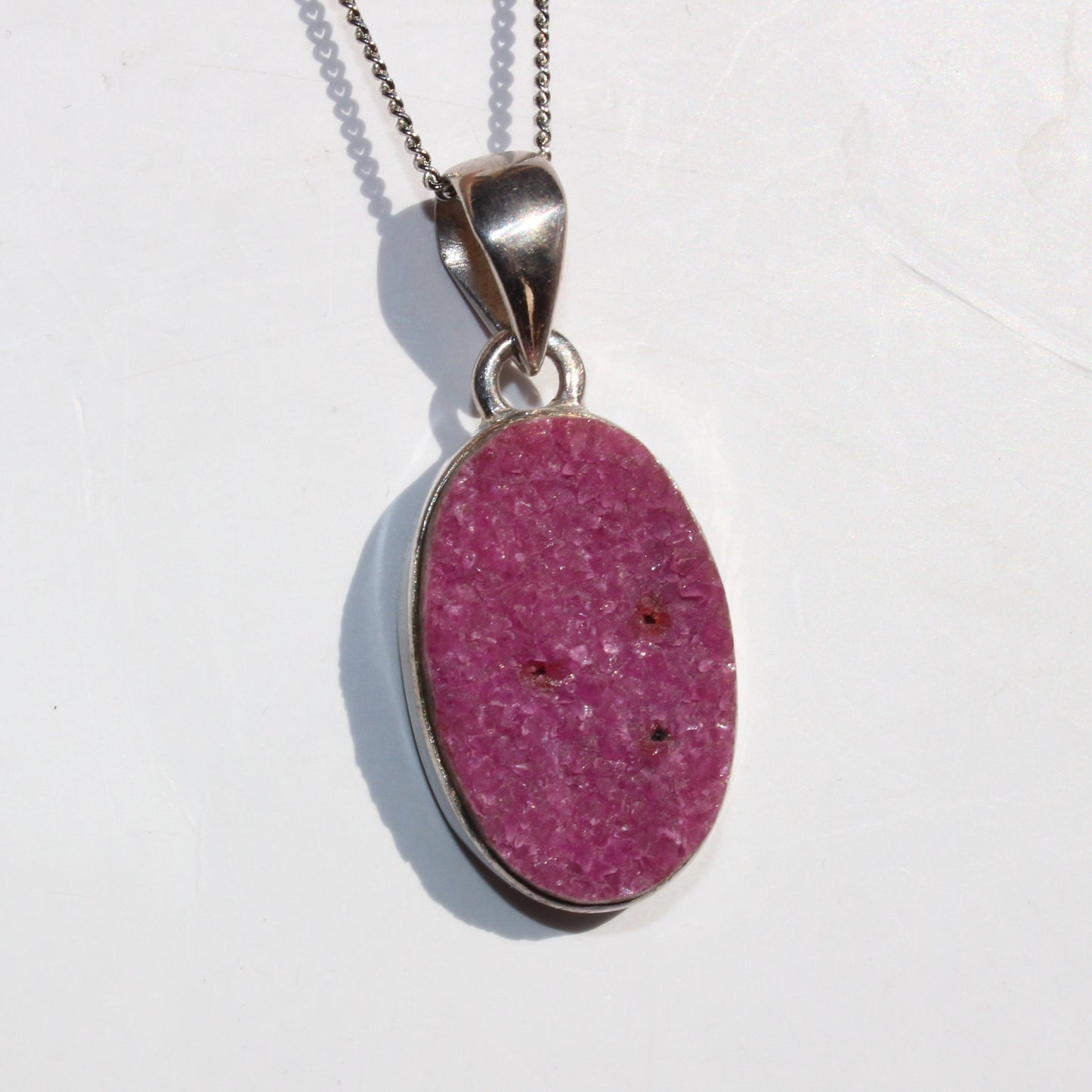 Cobalt calcite sterling silver oval pendant