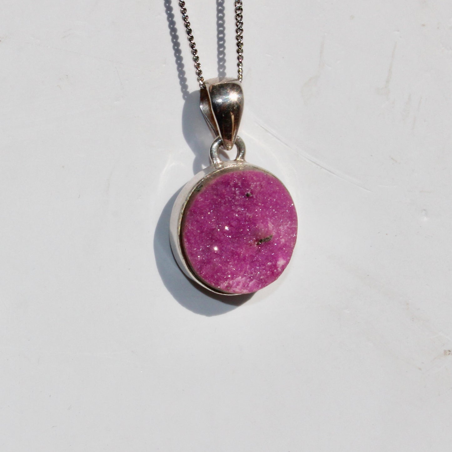 Cobalt Calcite sterling silver pendant rare