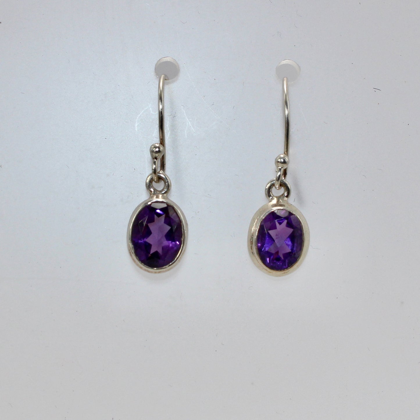 Amethyst faceted sterling silver drops 10mm x 8mm