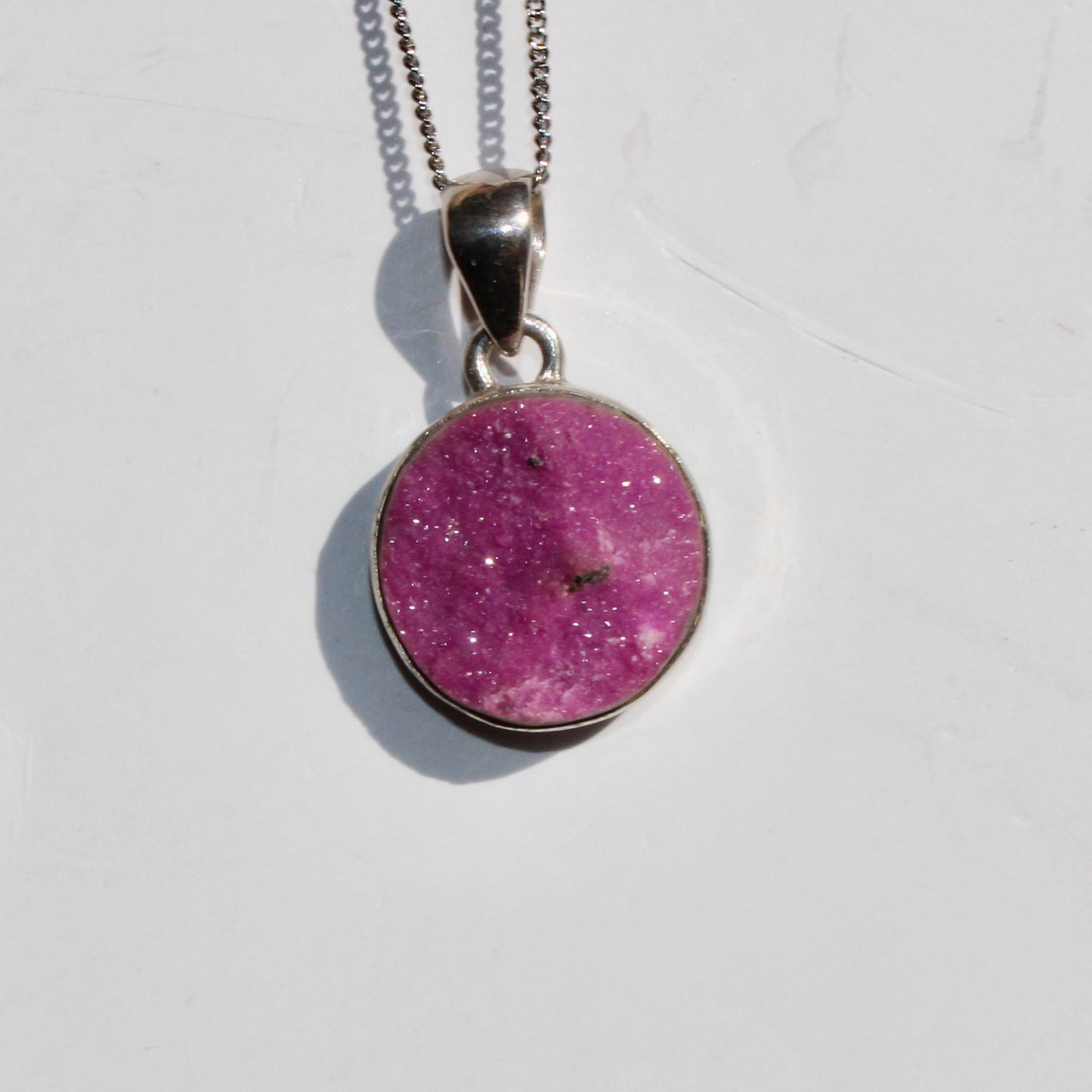 Cobalt Calcite sterling silver pendant rare