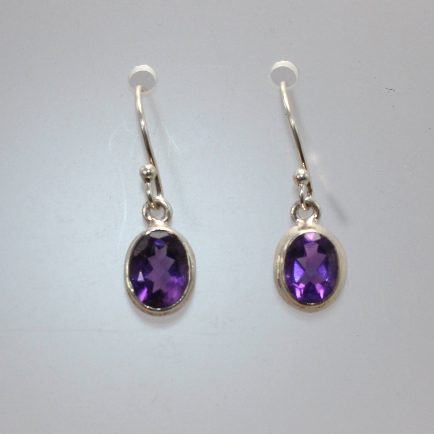Amethyst faceted sterling silver drops 10mm x 8mm