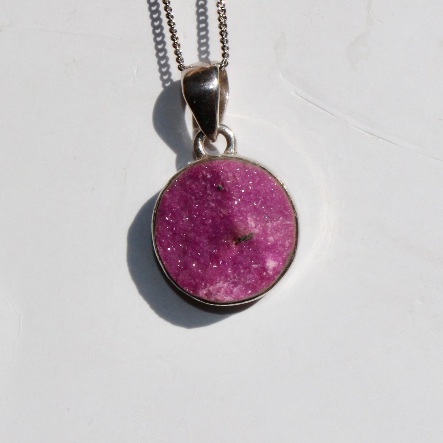 Cobalt Calcite sterling silver pendant rare