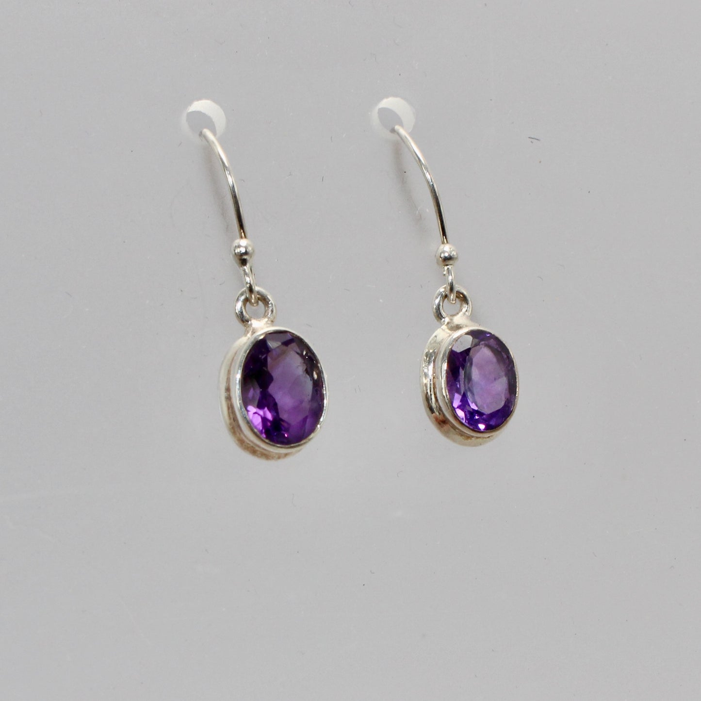 Amethyst faceted sterling silver drops 10mm x 8mm