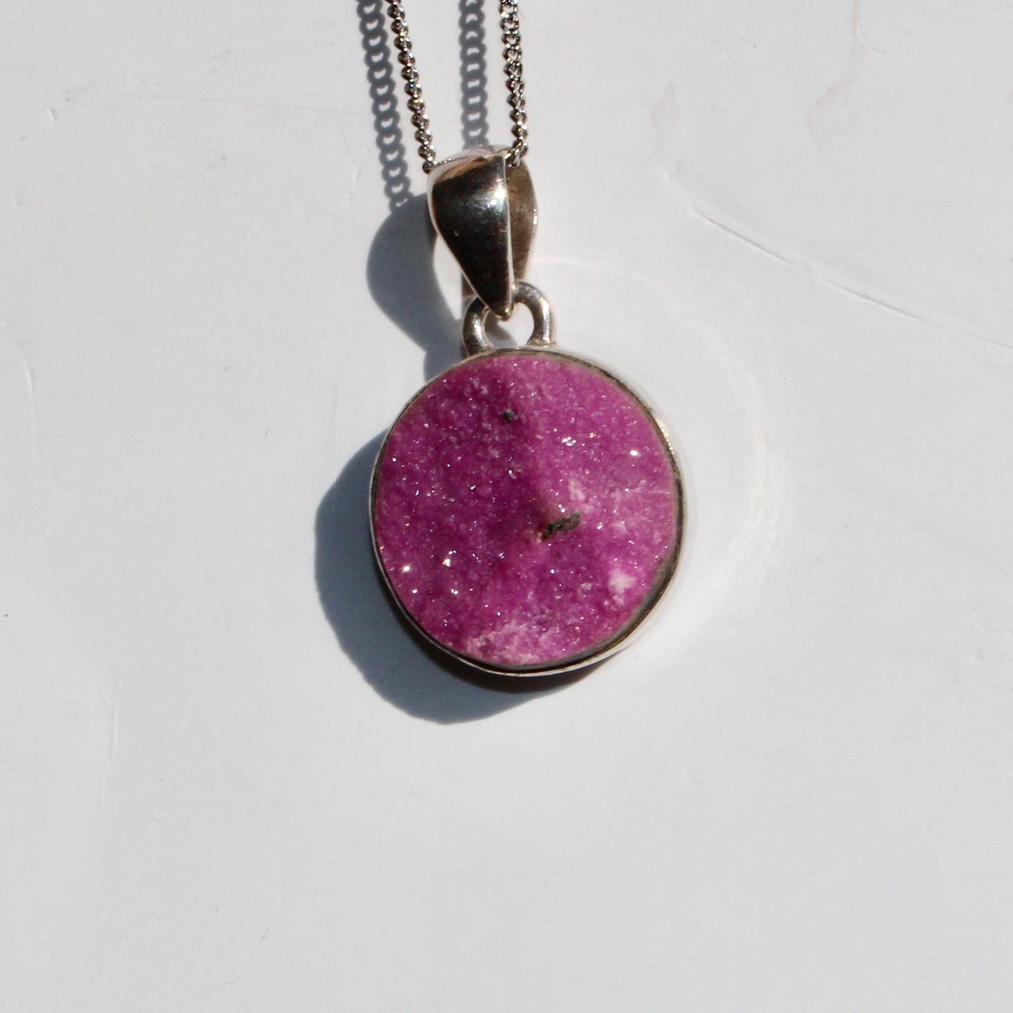 Cobalt Calcite sterling silver pendant rare
