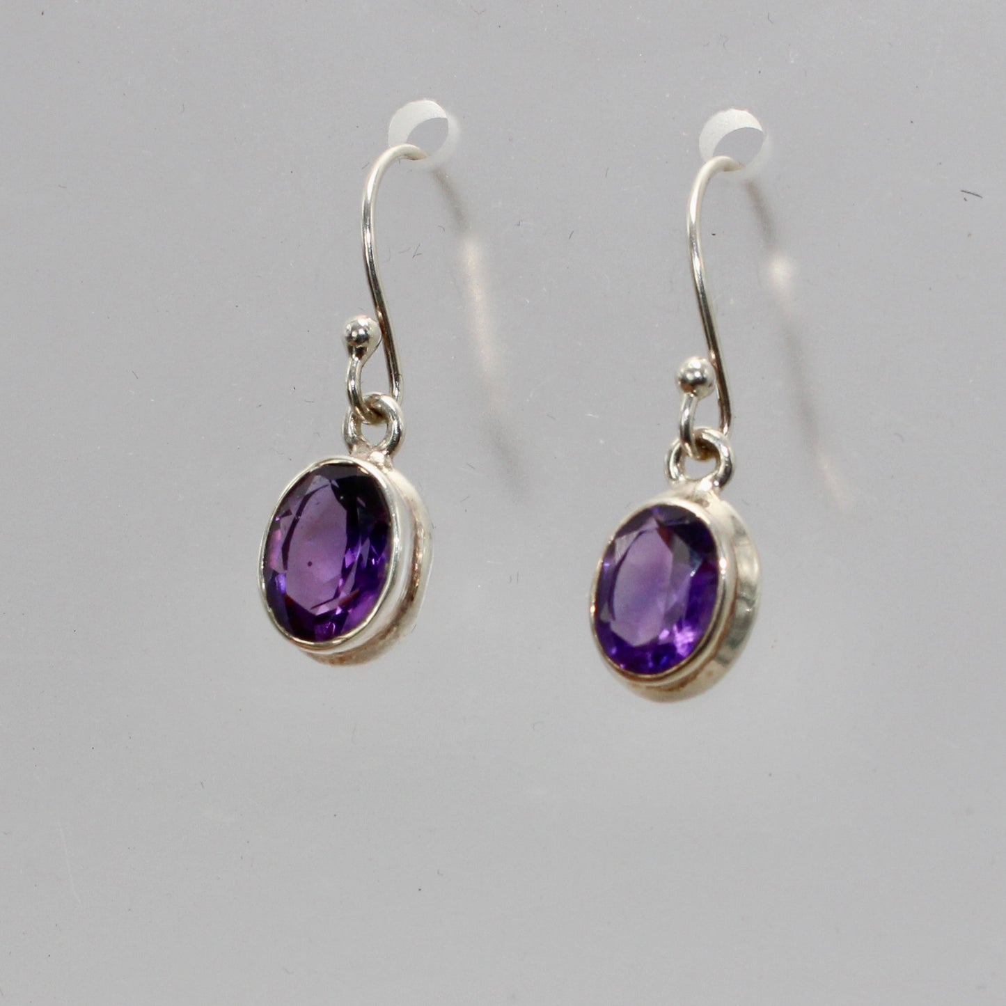 Amethyst faceted sterling silver drops 10mm x 8mm