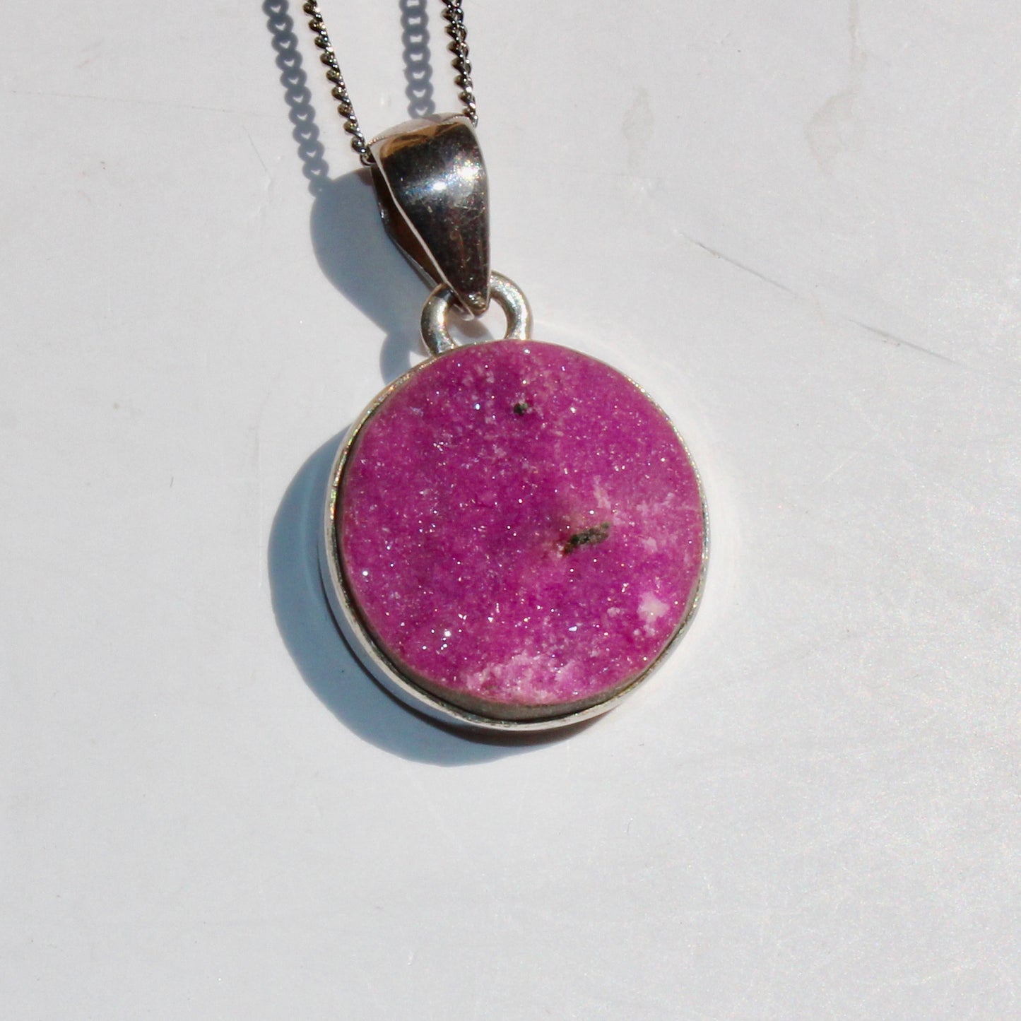 Cobalt Calcite sterling silver pendant rare