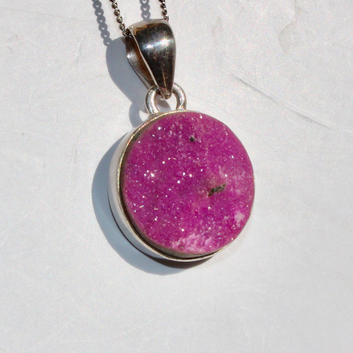 Cobalt Calcite sterling silver pendant rare
