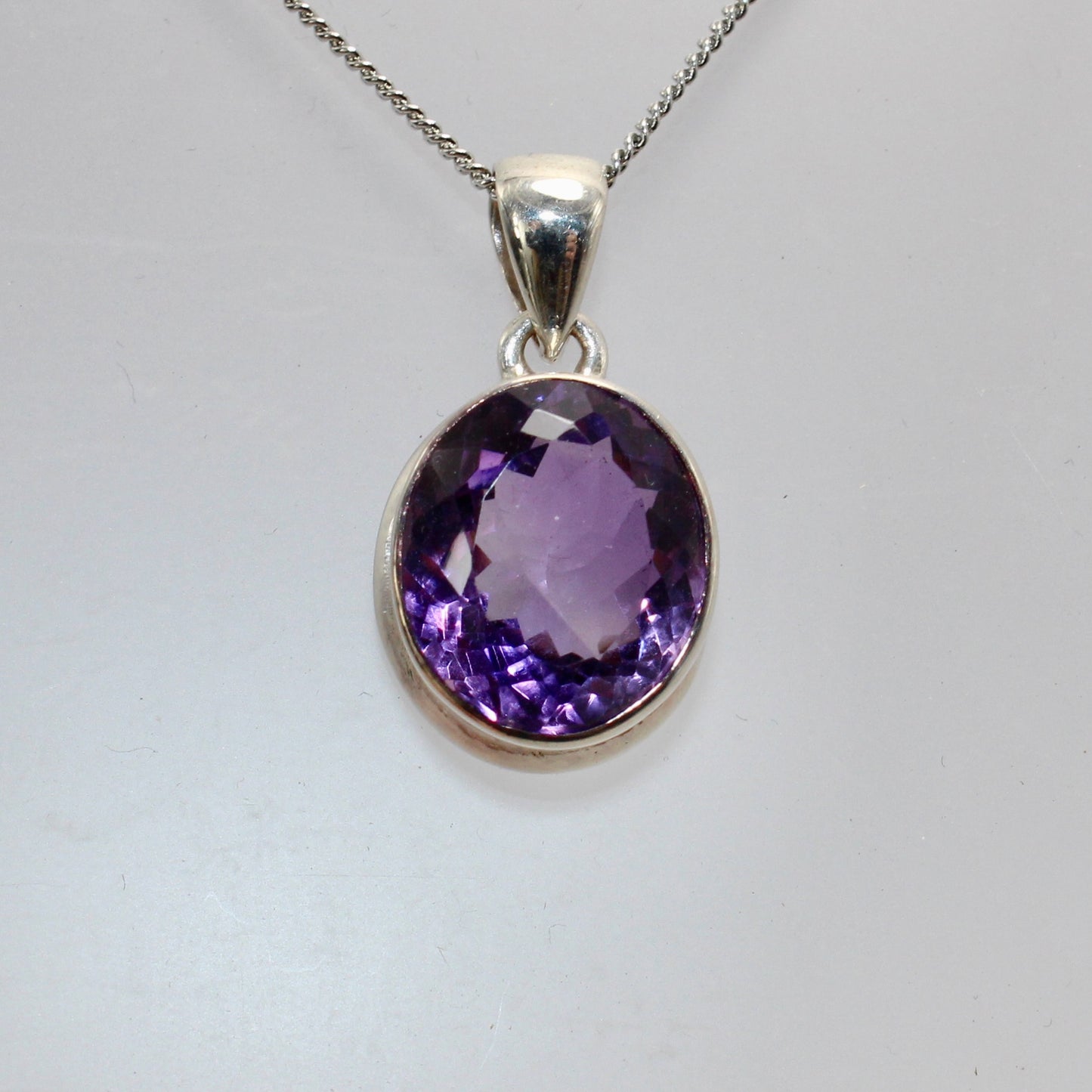 High grade amethyst pendant in sterling silver
