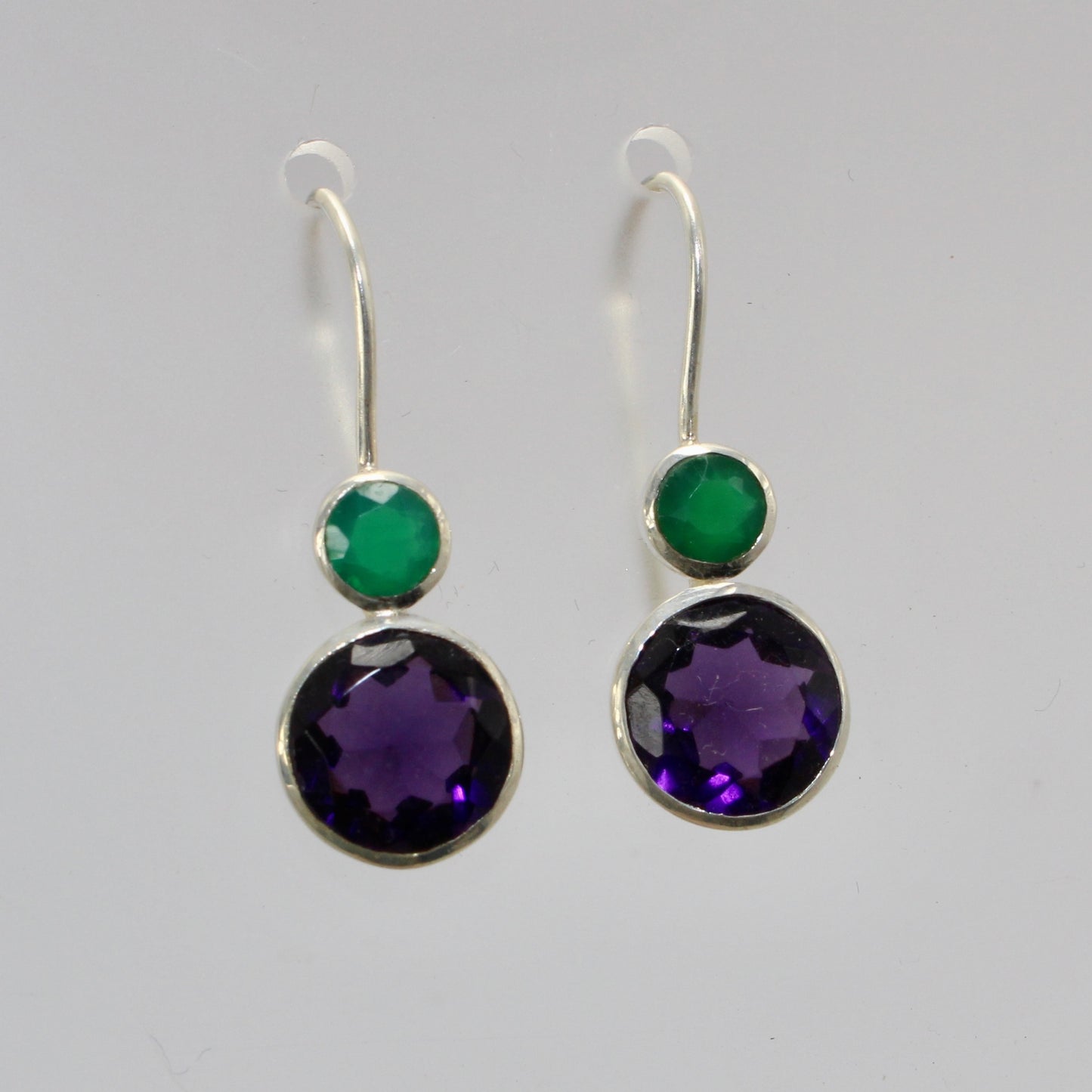 Amethyst faceted sterling silver drops 10mm x 8mm