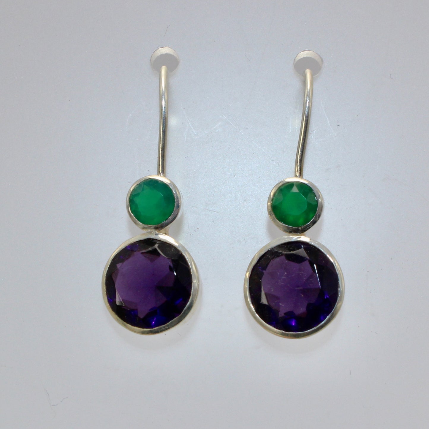 Amethyst faceted sterling silver drops 10mm x 8mm