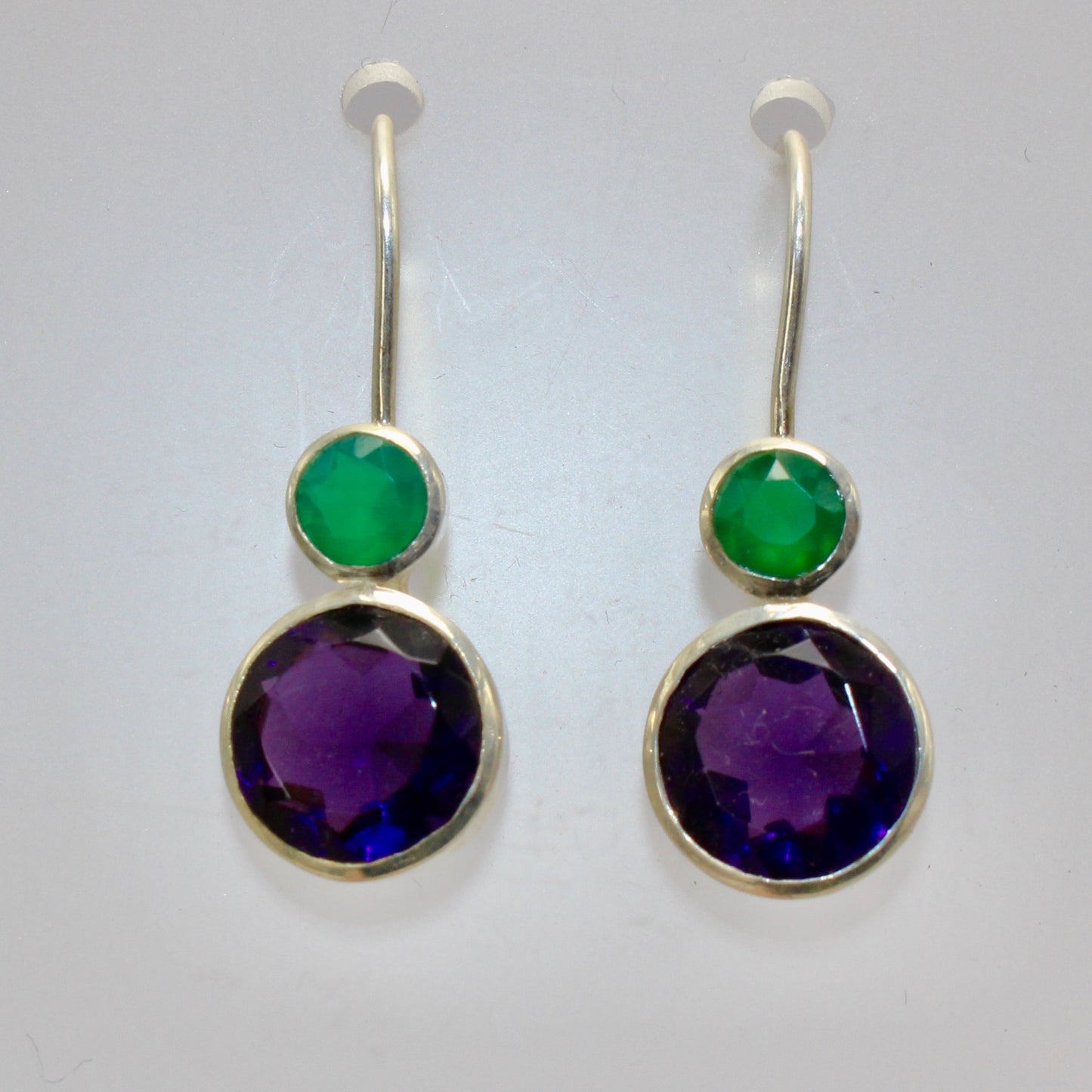 Amethyst faceted sterling silver drops 10mm x 8mm