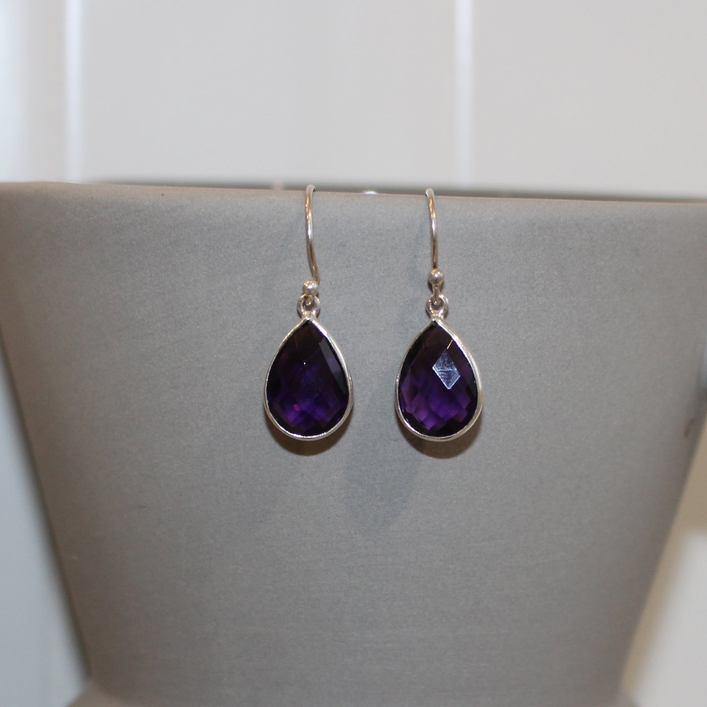 Amethyst faceted drop earrings