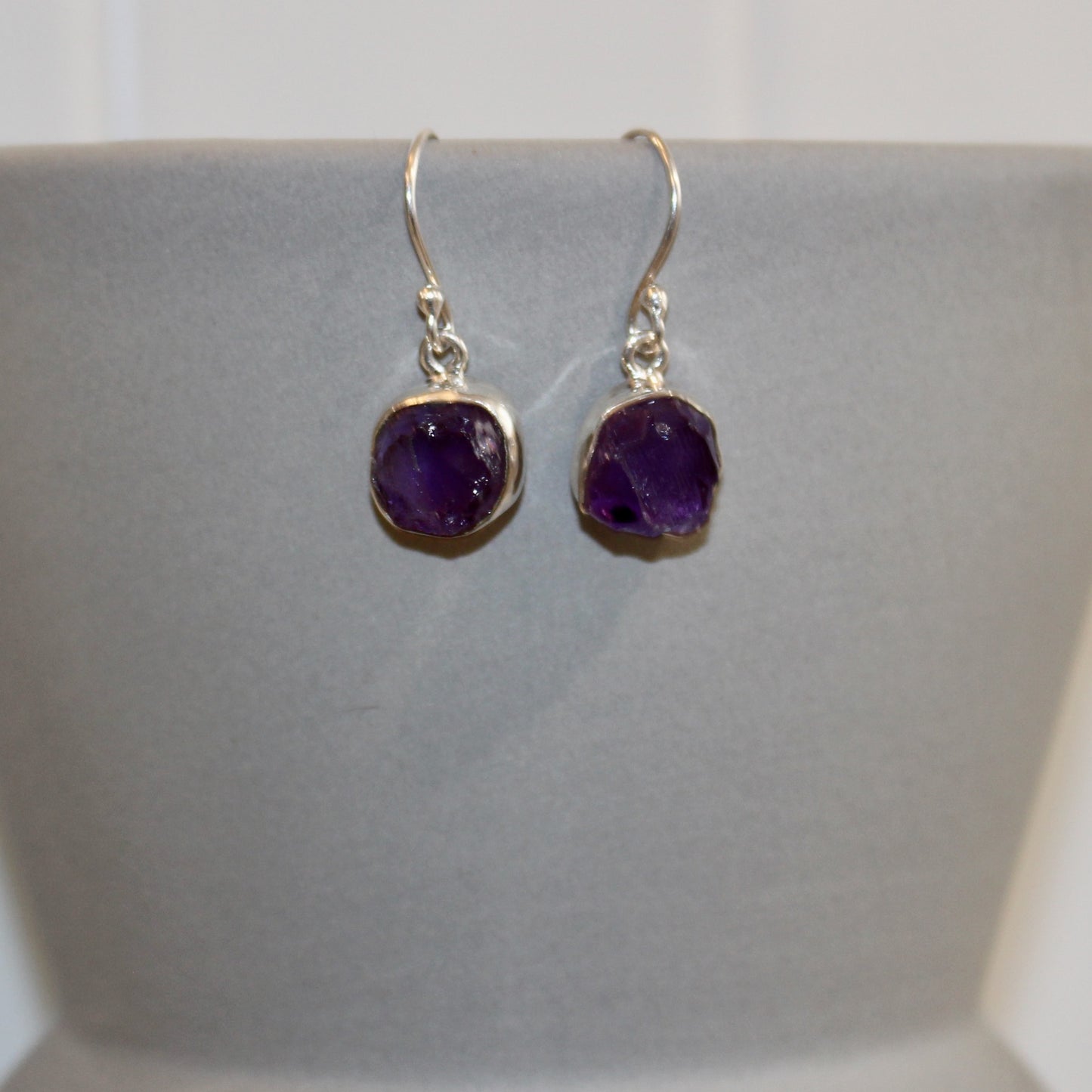 Amethyst drop earrings sterling silver