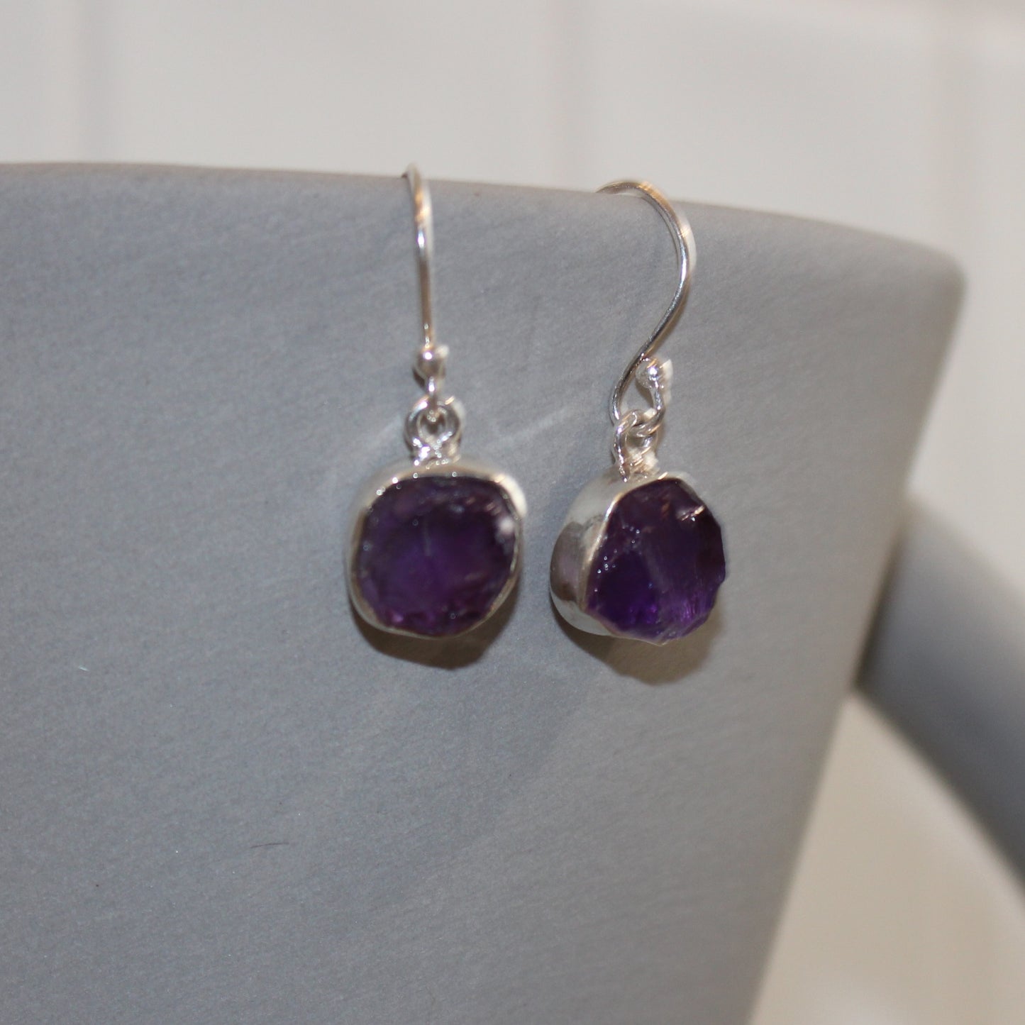 Amethyst drop earrings sterling silver