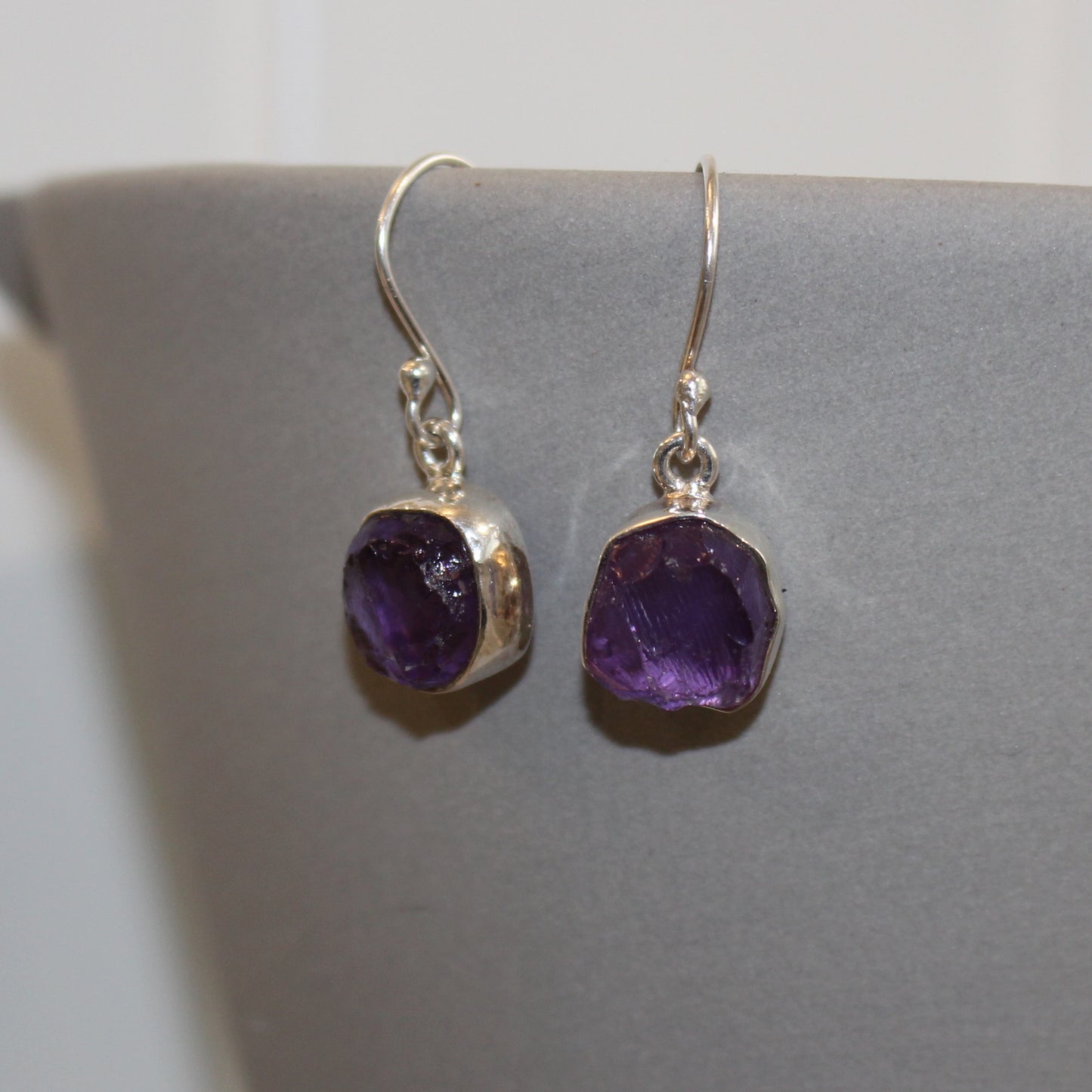 Amethyst drop earrings sterling silver