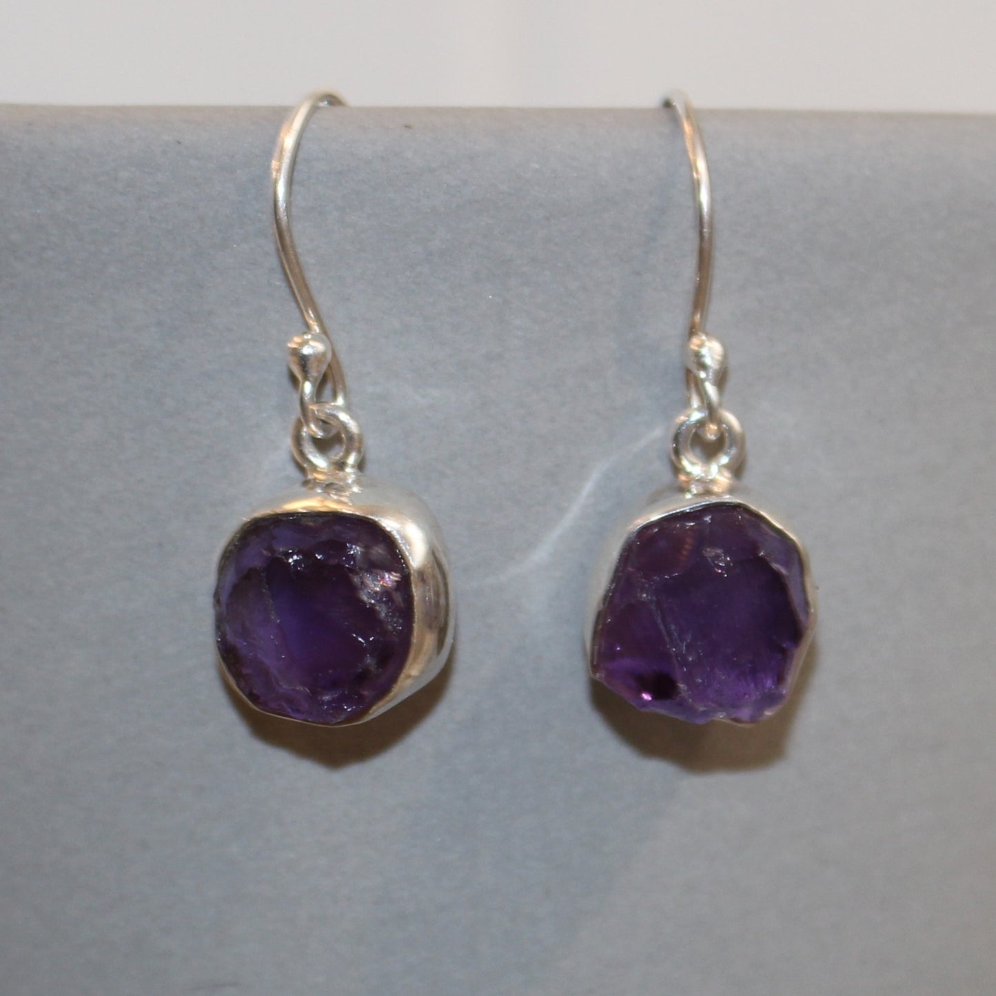 Amethyst drop earrings sterling silver