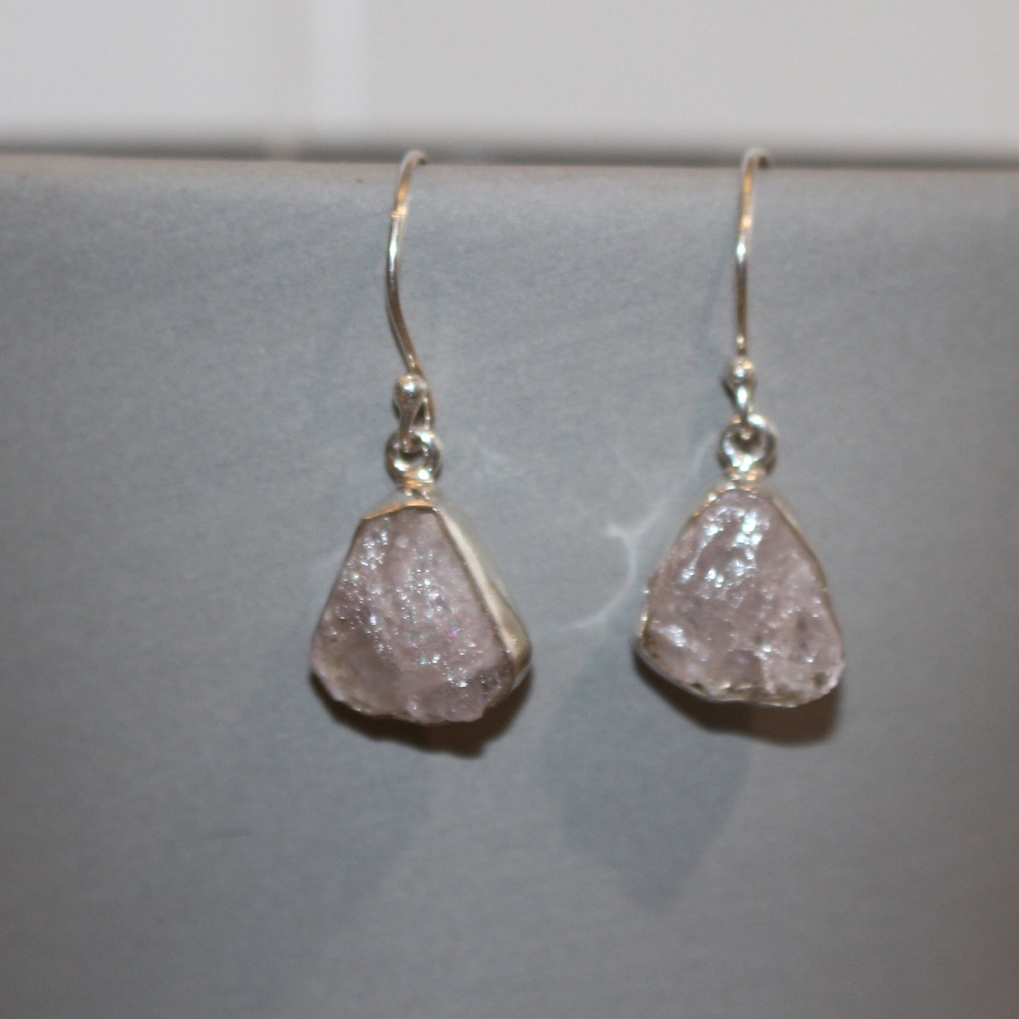 Rose Quartz rough cut earrings