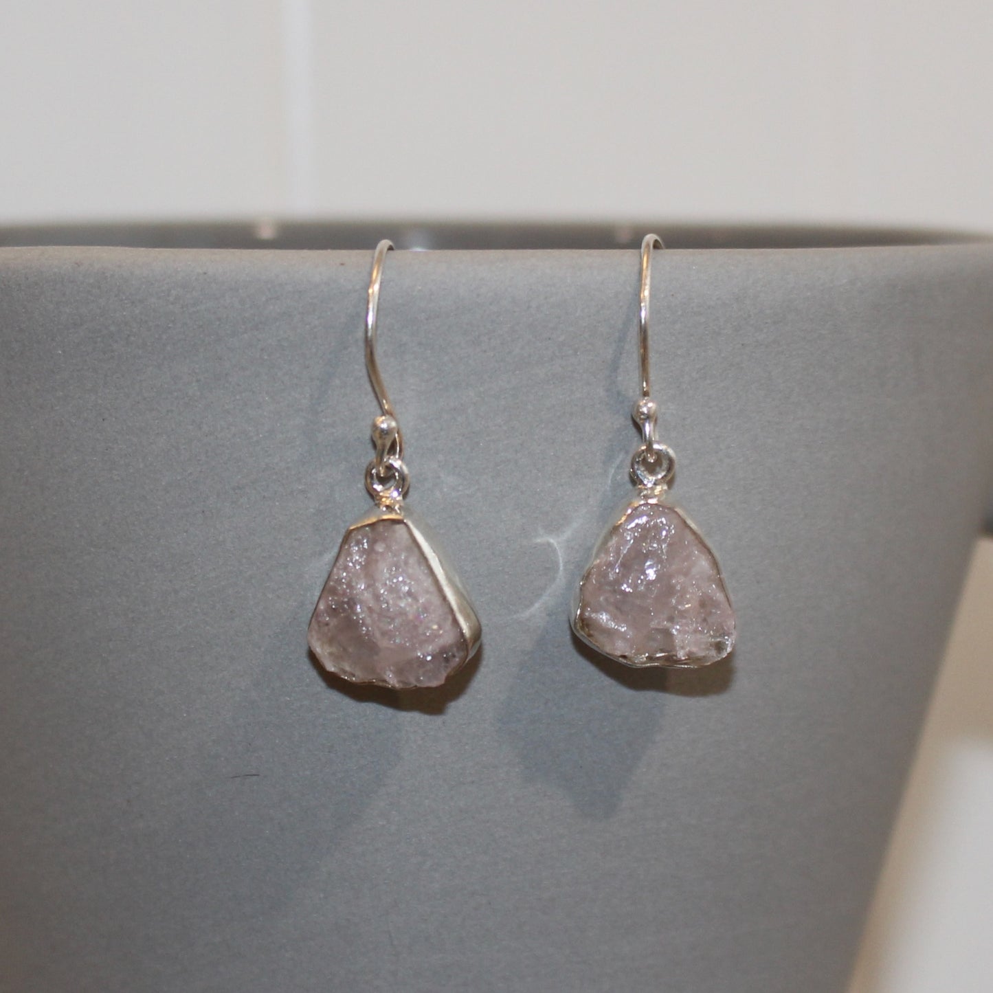 Rose Quartz rough cut earrings