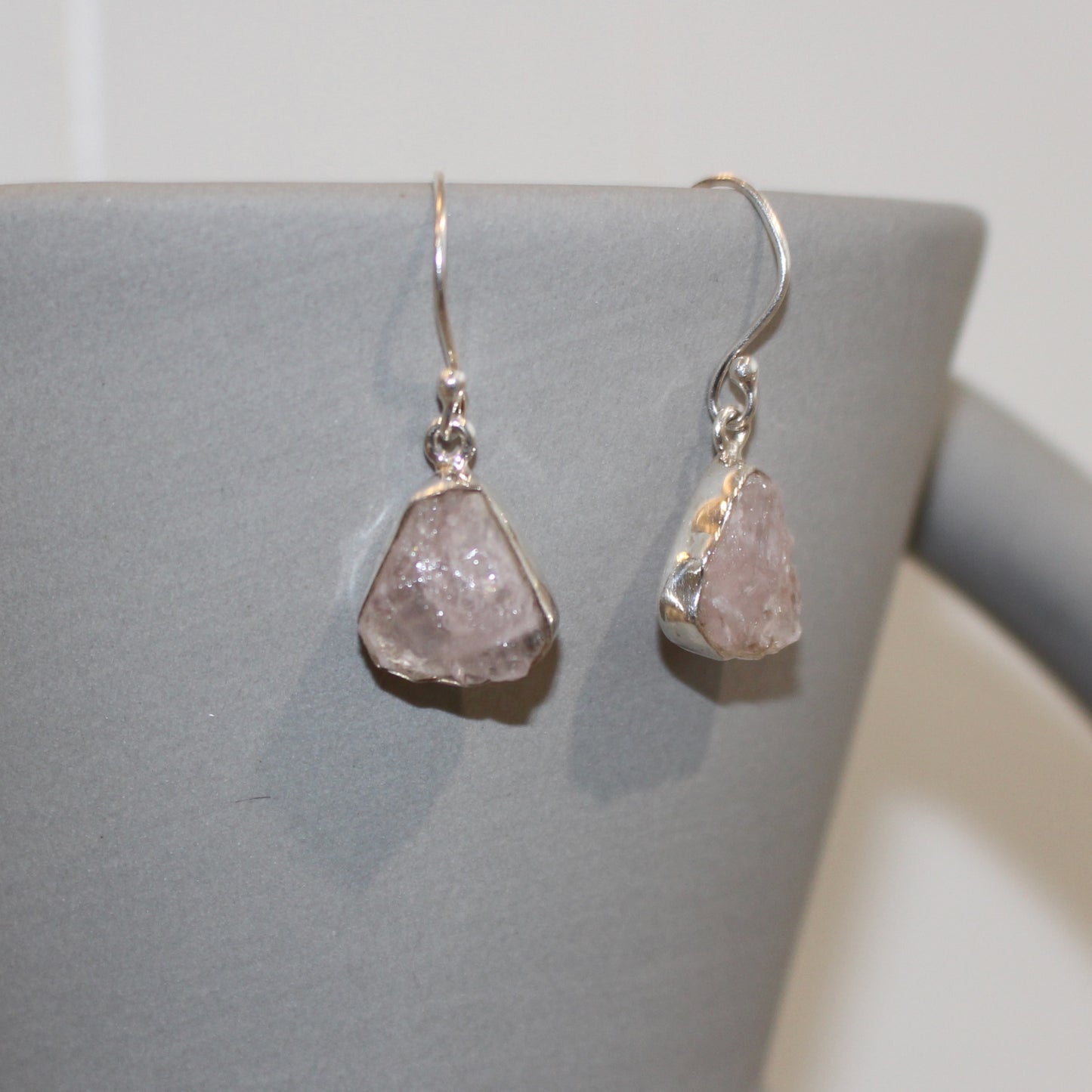 Rose Quartz rough cut earrings